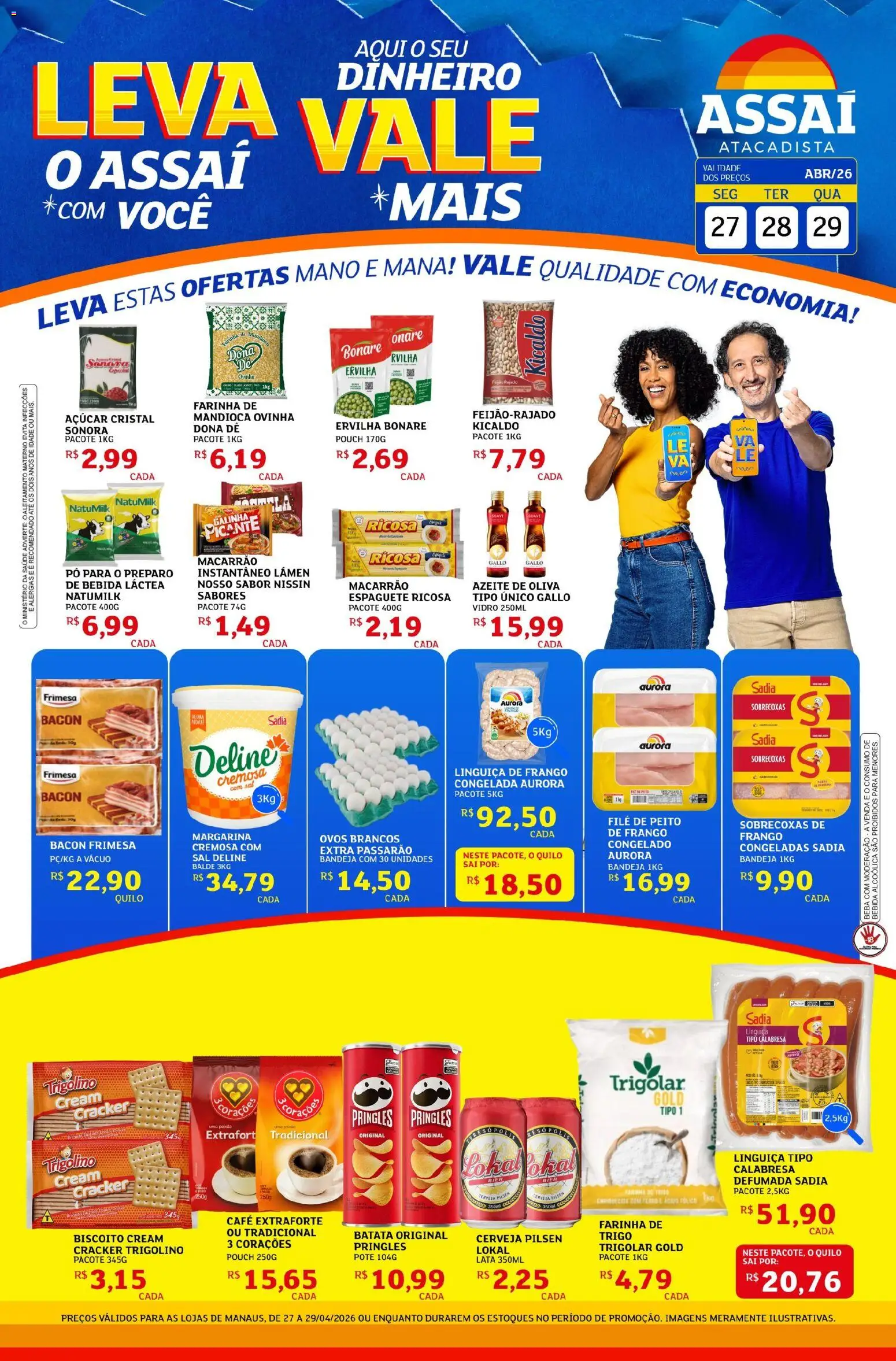 Assaí Atacadista Folheto - válido de 27.04.2026 | Página: 1 | Produtos: Linguiça, Bebida, Bandeja, Margarina