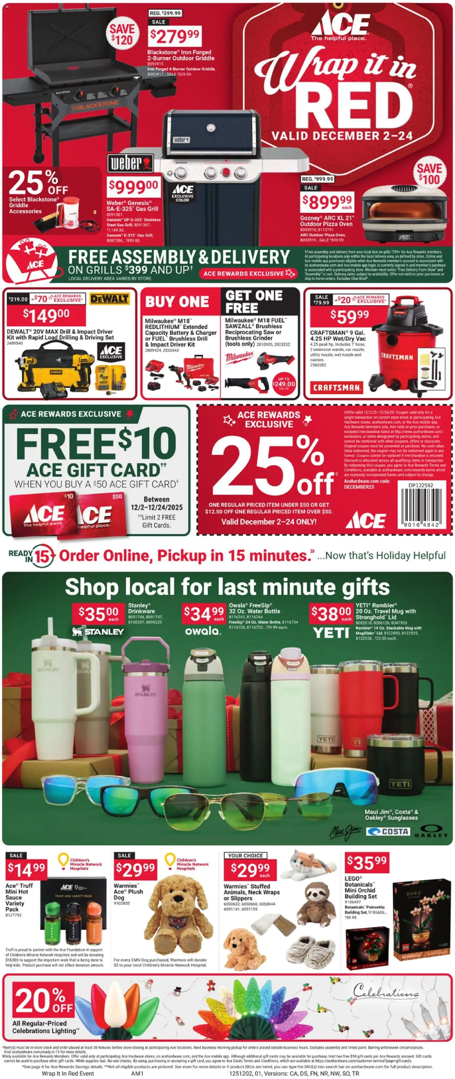 Giant Eagle Ace Ad - valid from 02.12.2025 | Page: 1 | Products: Griddle, Reciprocating Saw, Slippers, Charger