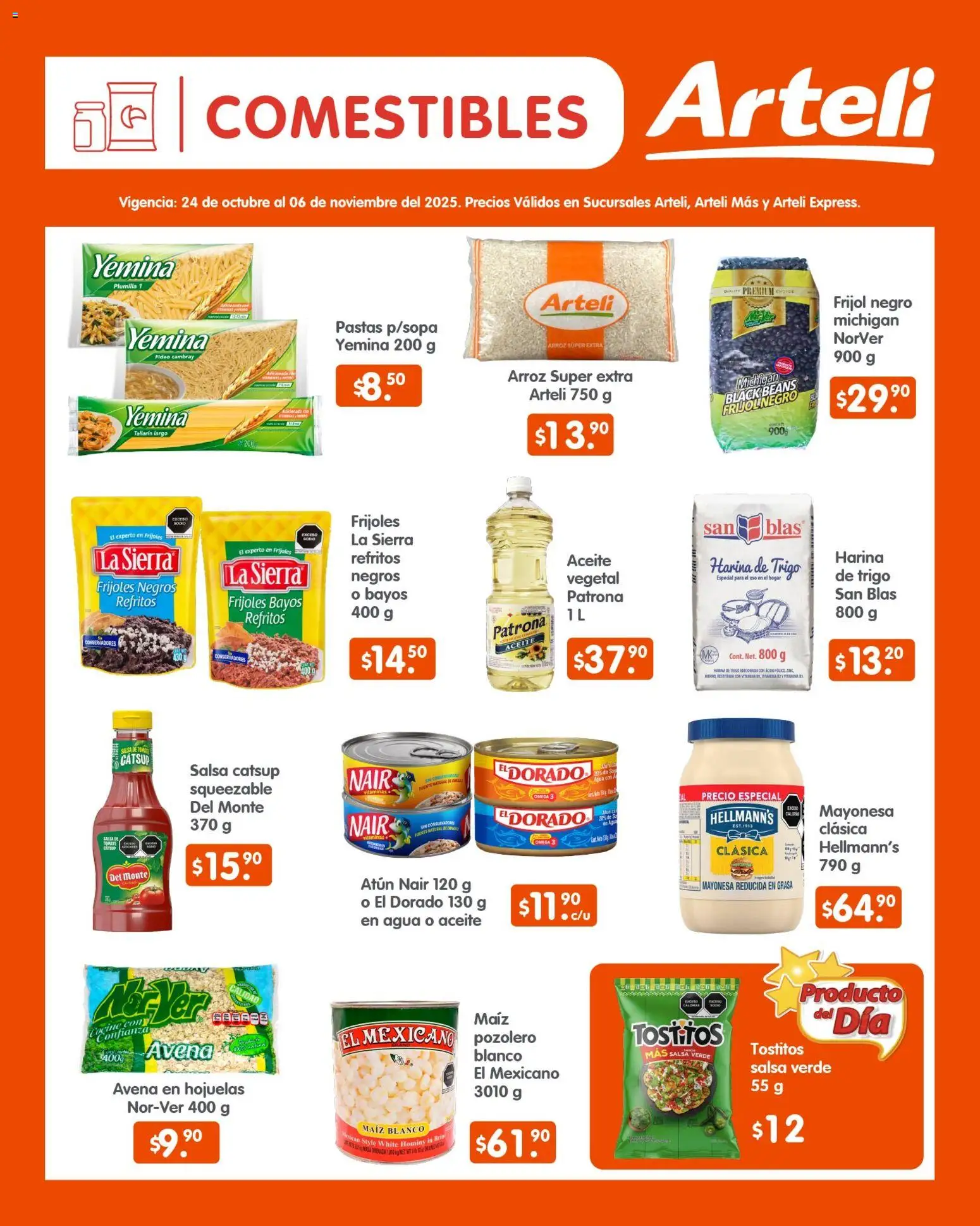 Nuevas ofertas de Arteli válidas en toda la República Mexicana desde el 24.10.2025. ¡Encuentra las mejores ofertas en Arteli folleto! | Página: 5 | Productos: Harina, Mayonesa, Avena, Sierra