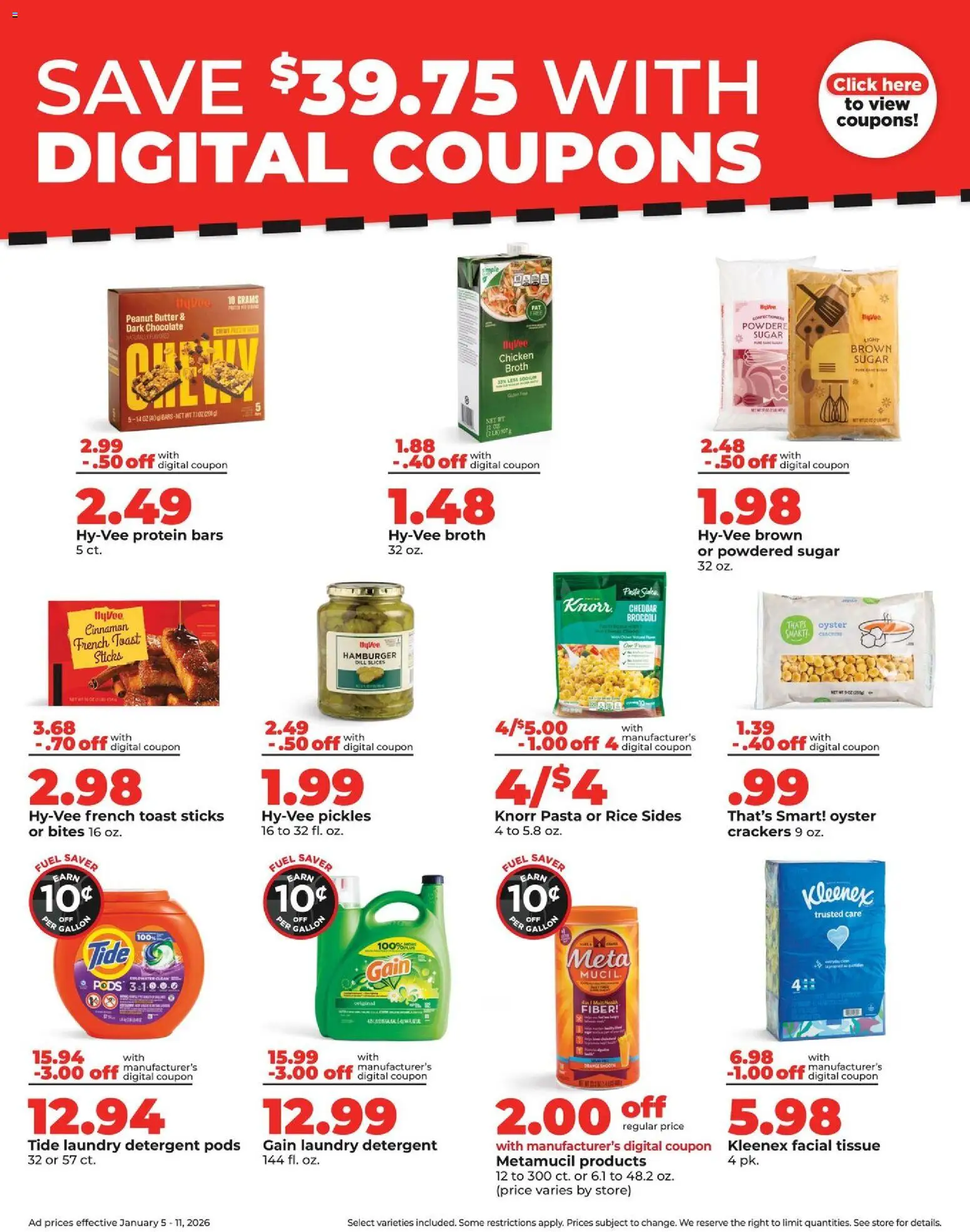 HyVee Weekly Ad - valid from 05.01.2026 | Page: 5 | Products: Broccoli, Chocolate, Rice, Detergent