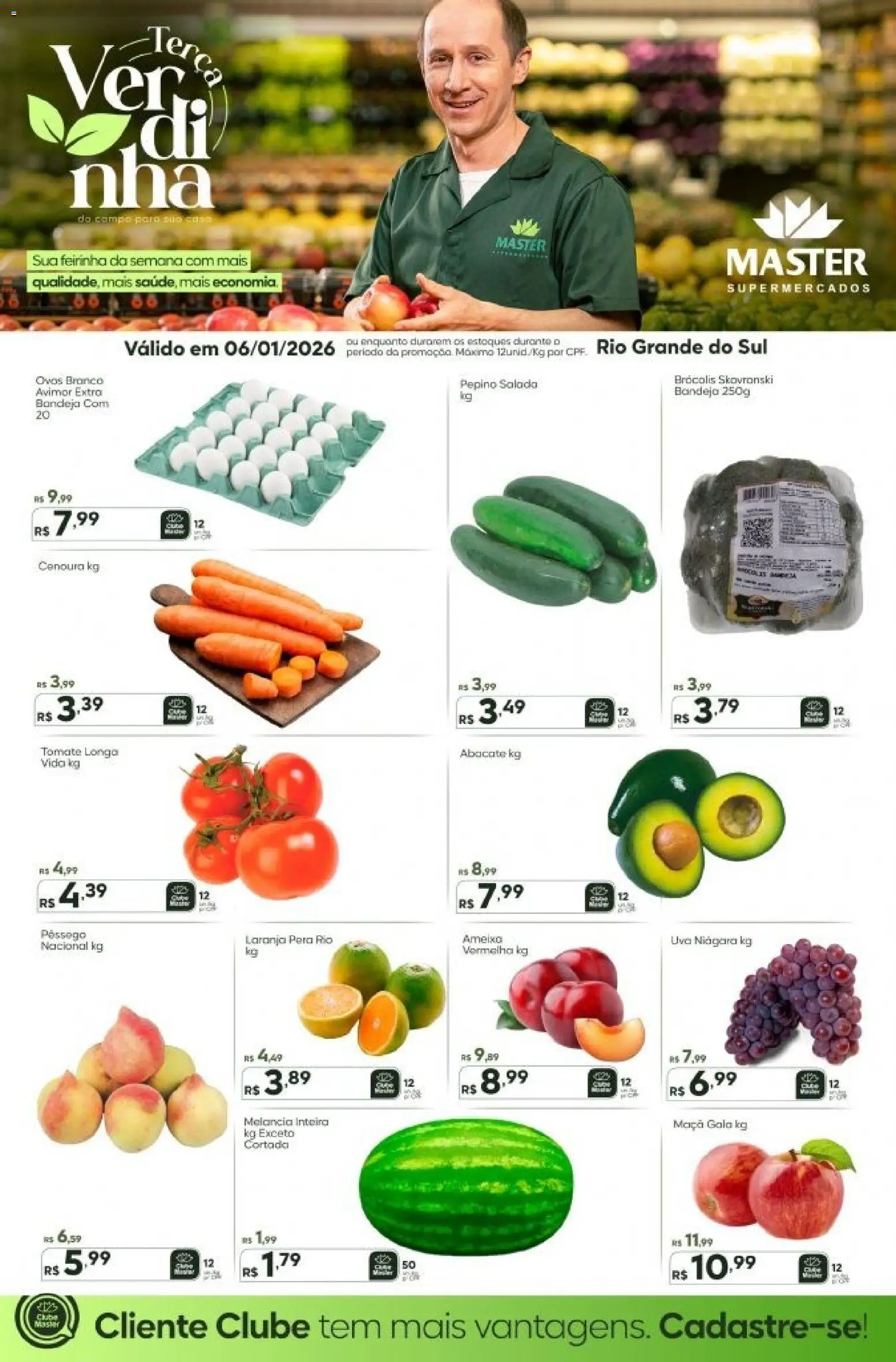 Master Folheto - válido de 06.01.2026 | Página: 1 | Produtos: Pera, Salada, Bandeja, Brócolis