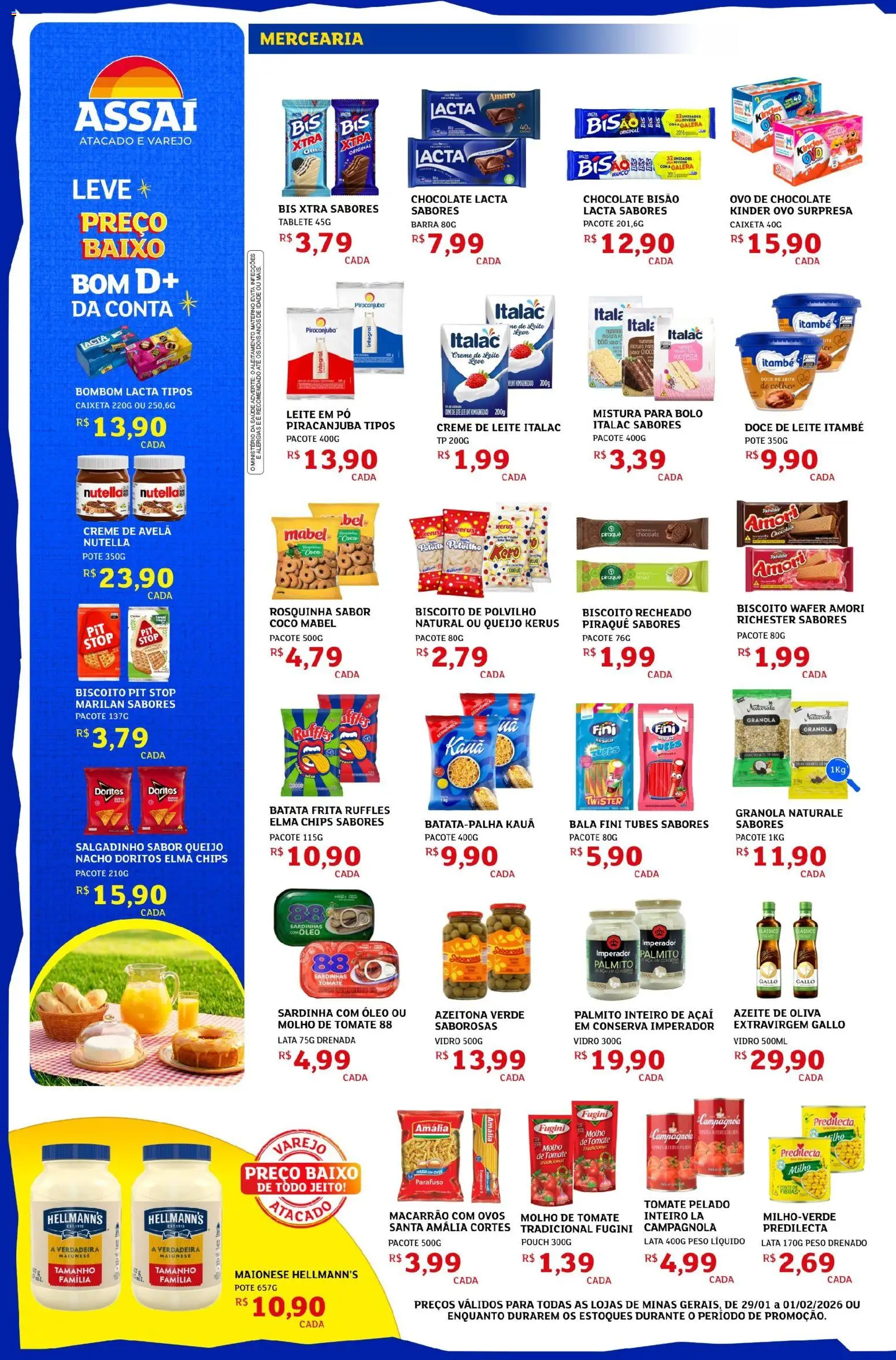 Assaí Atacadista Folheto - válido de 29.01.2026 | Página: 2 | Produtos: Coco, Granola, Bala, Mistura para bolo