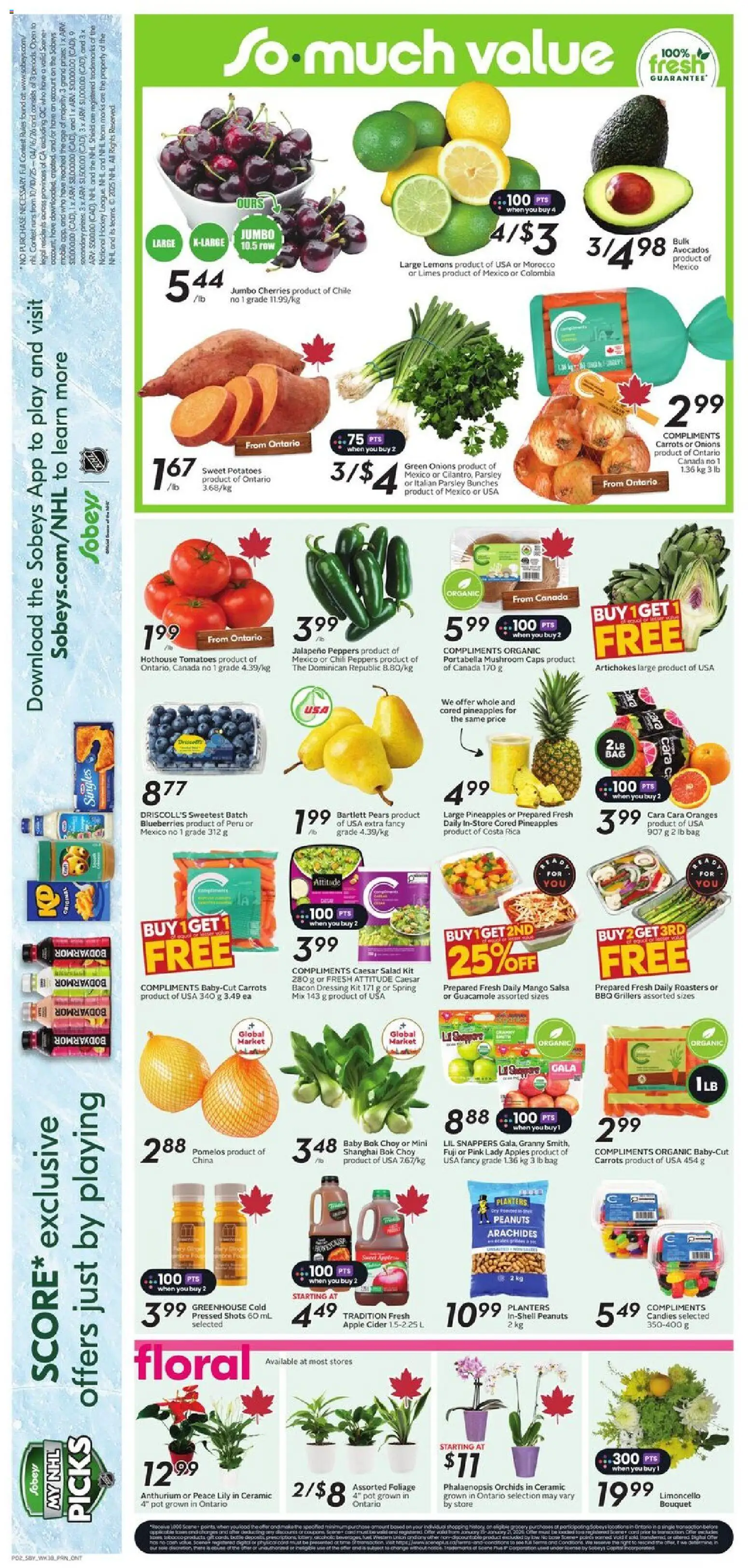 Sobeys flyer valid from 15.01.2026 | Page: 5 | Products: Salad, Potatoes, Bag, Apples