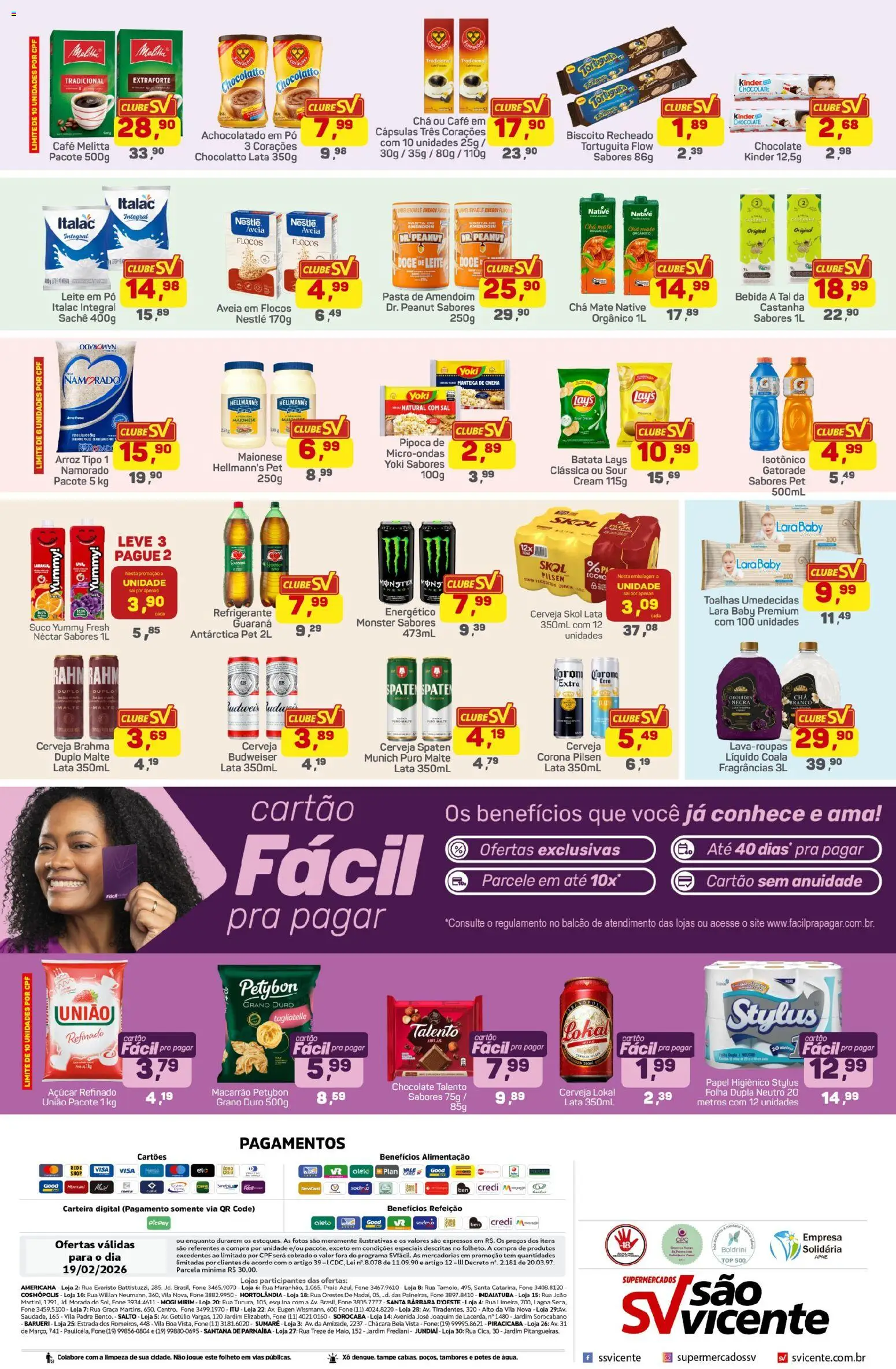 Supermercados São Vicente Folheto - válido de 19.02.2026 | Página: 2 | Produtos: Energético, Achocolatado, Arroz, Bebida