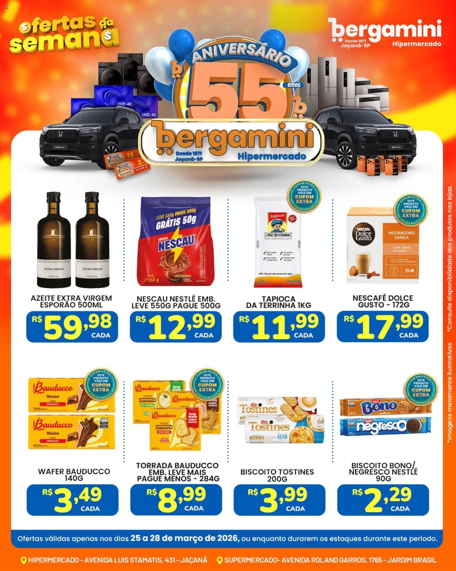 Supermercado Bergamini Folheto - válido de 25.03.2026 | Página: 3 | Produtos: Biscoito, Achocolatado, Tapioca, Canela