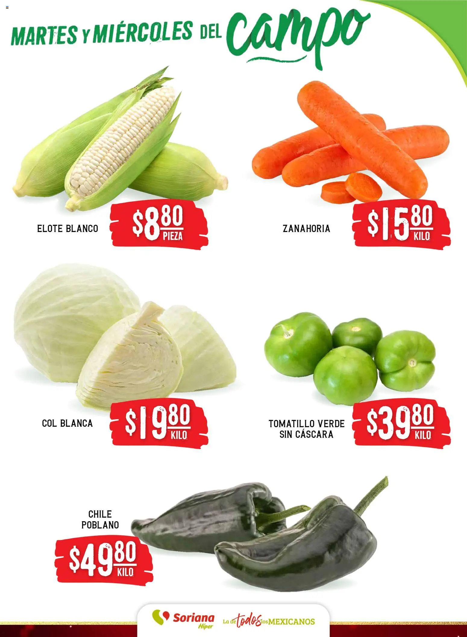 Nuevas ofertas de Soriana válidas en toda la República Mexicana desde el 25.11.2025. ¡Encuentra las mejores ofertas en Soriana - Martes y Miércoles del Campo Híper: Tamaulipas (excepto Cd. Victoria y Tampico)! | Página: 3 | Productos: Col, Zanahoria