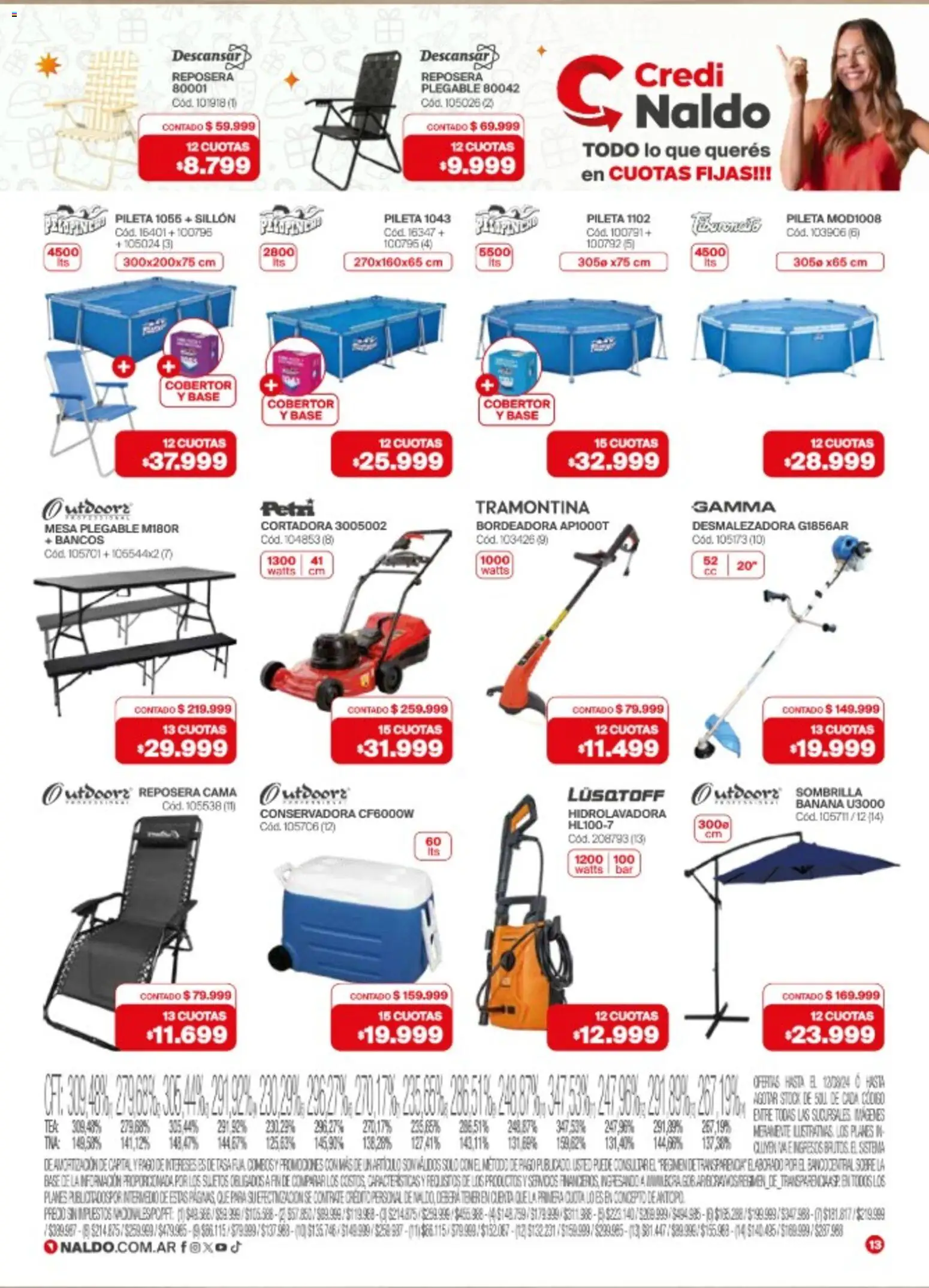 Naldo catálogo │ válido desde el 03.12.2025 | Página: 13 | Productos: Cobertor, Bordeadora, Hidrolavadora, Sombrilla