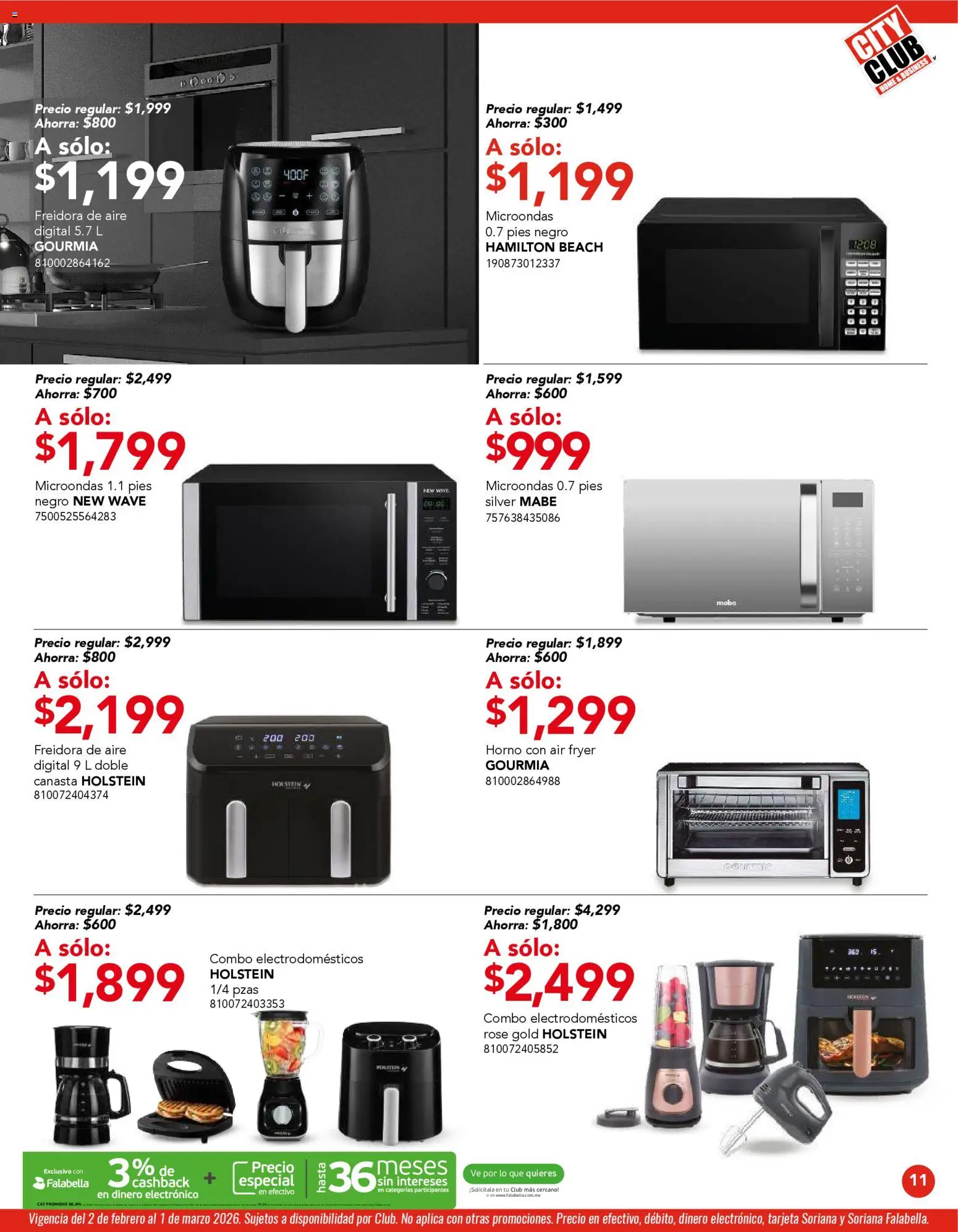 Nuevas ofertas de City Club válidas en toda la República Mexicana desde el 02.02.2026. ¡Encuentra las mejores ofertas en City Club catálogo! | Página: 11 | Productos: Horno, Freidora de aire, Microondas, Freidora