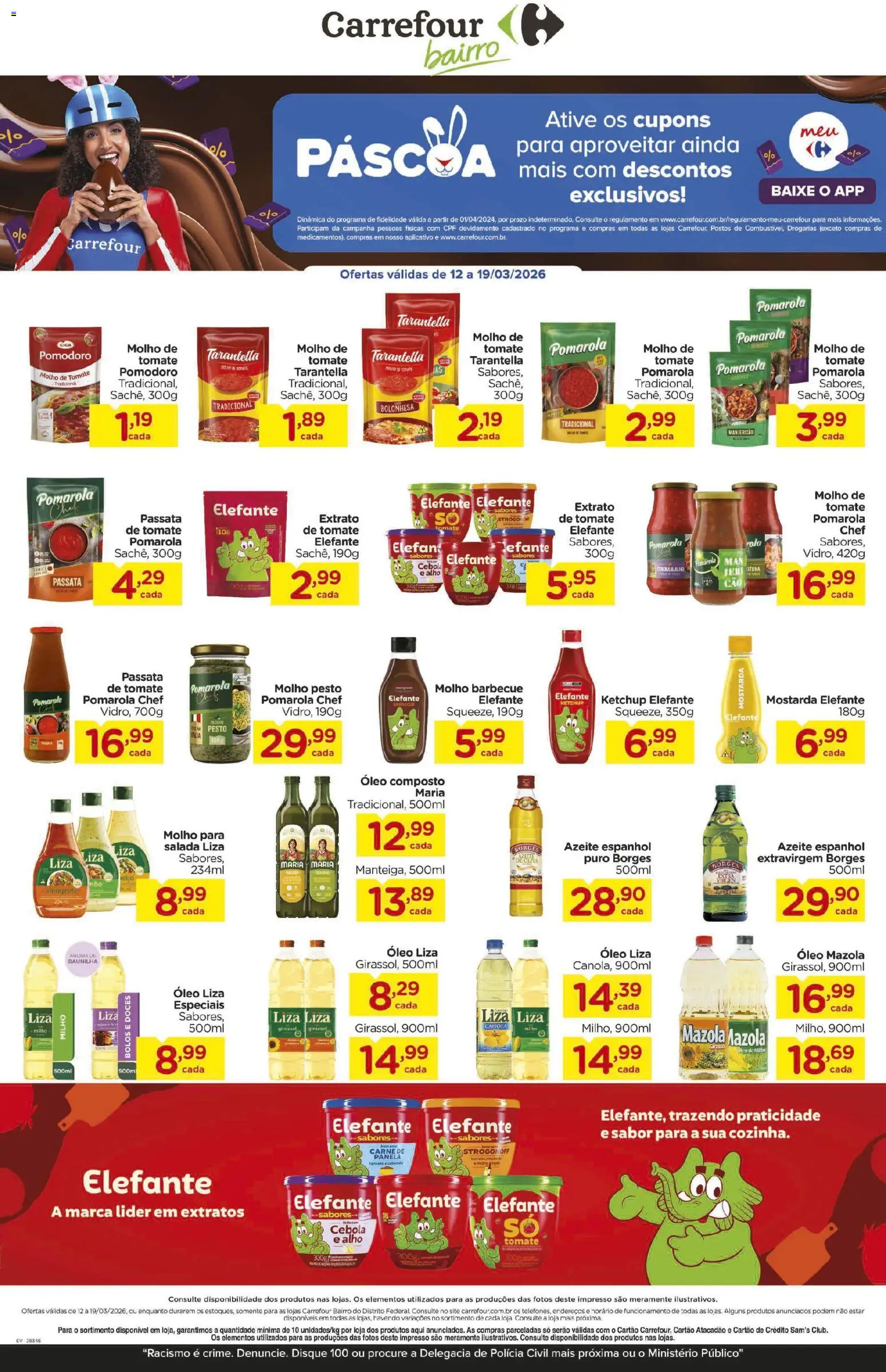 Carrefour Bairro Folheto - válido de 12.03.2026 | Página: 1 | Produtos: Alho, Molho de tomate, Panela, Óleo