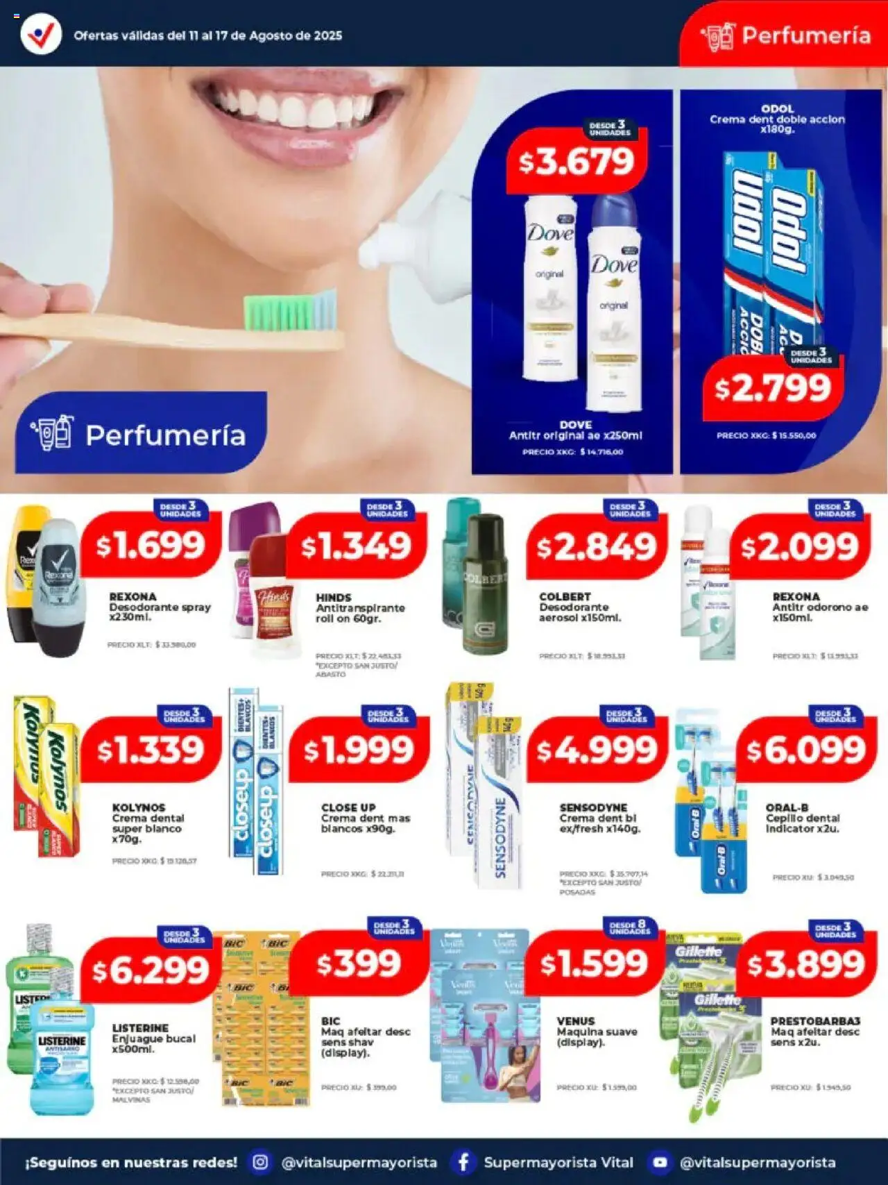 Vital ofertas - San Justo │ válido desde el 11.08.2025 | Página: 3 | Productos: Desodorante, Antitranspirante, Enjuague bucal, Crema