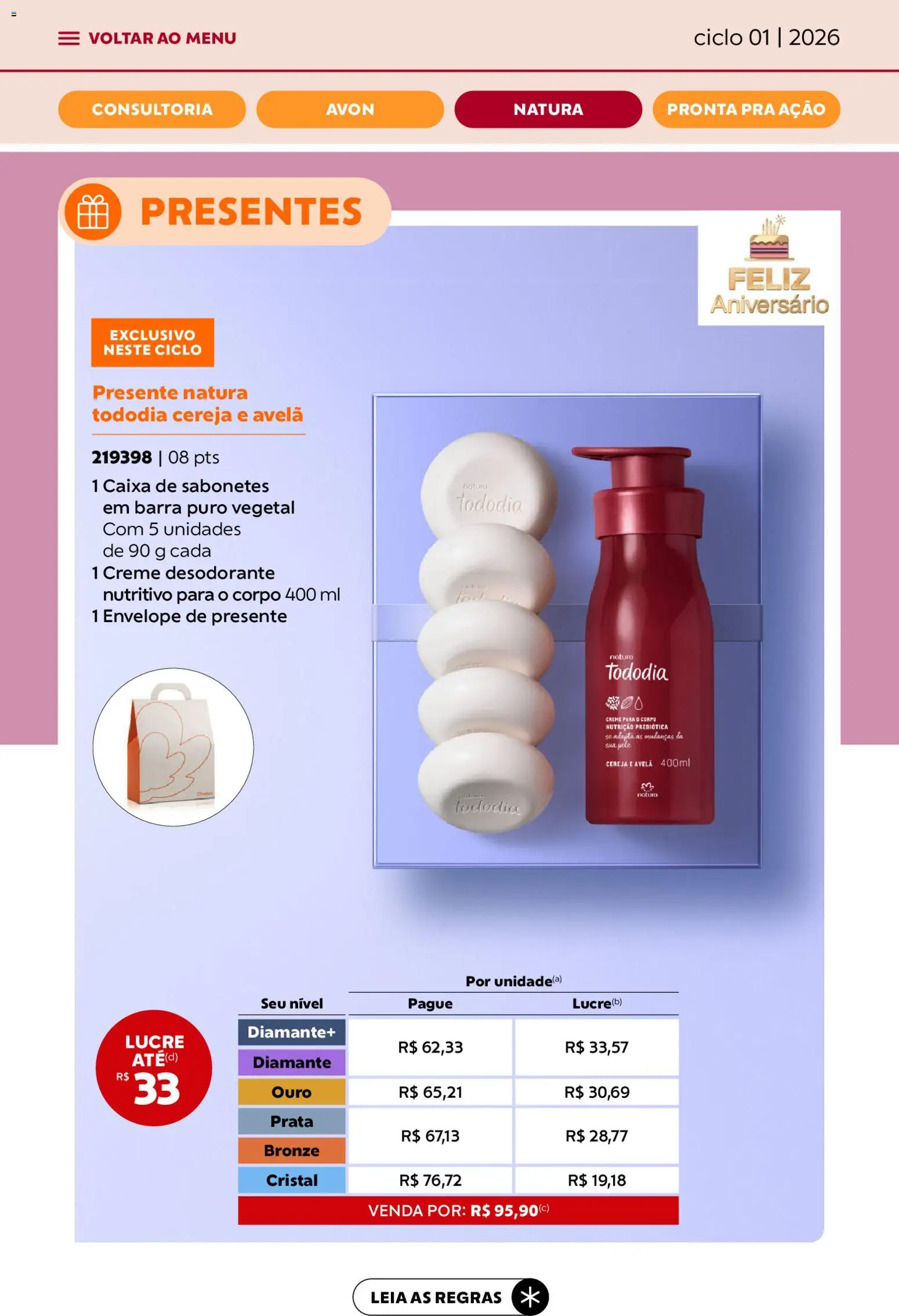 Avon Folheto - válido de 19.12.2025 | Página: 32 | Produtos: Cereja, Caixa, Creme, Avelã