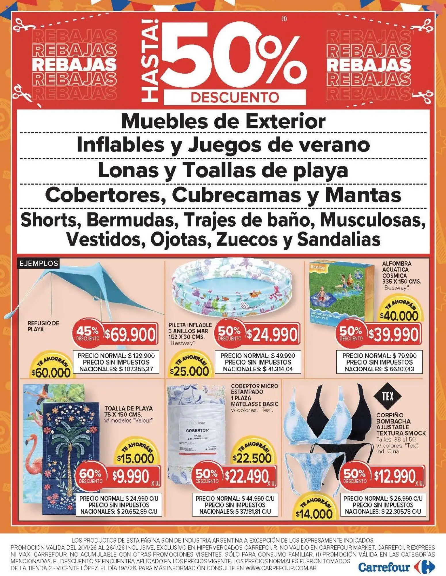 Carrefour ofertas │ válido desde el 20.01.2026 | Página: 3 | Productos: Toalla, Toallas, Cobertor, Sandalias