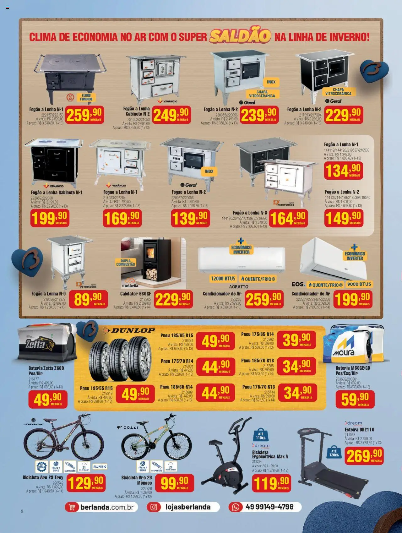 Berlanda Folheto - válido de 28.07.2025 | Página: 8 | Produtos: Bicicleta, Pneu, Bicicleta ergométrica, Gabinete