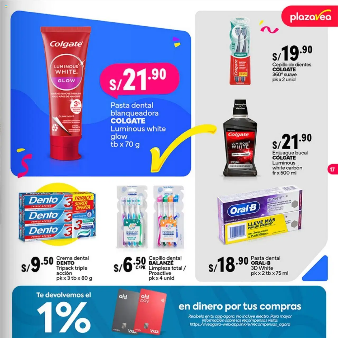 Catálogo Plaza Vea válido desde 01.10.2025 | Página: 17 | Productos: Pasta dental, Té, Pasta, Crema