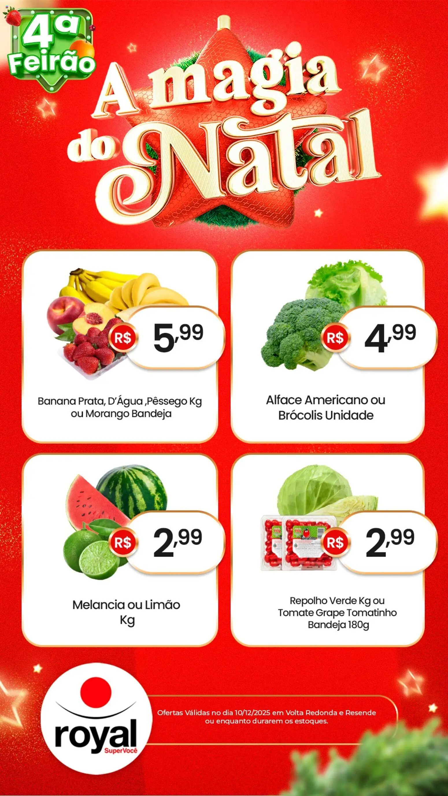 Royal Supermercados Folheto - válido de 10.12.2025 | Página: 2 | Produtos: Melancia, Repolho, Bandeja, Alface