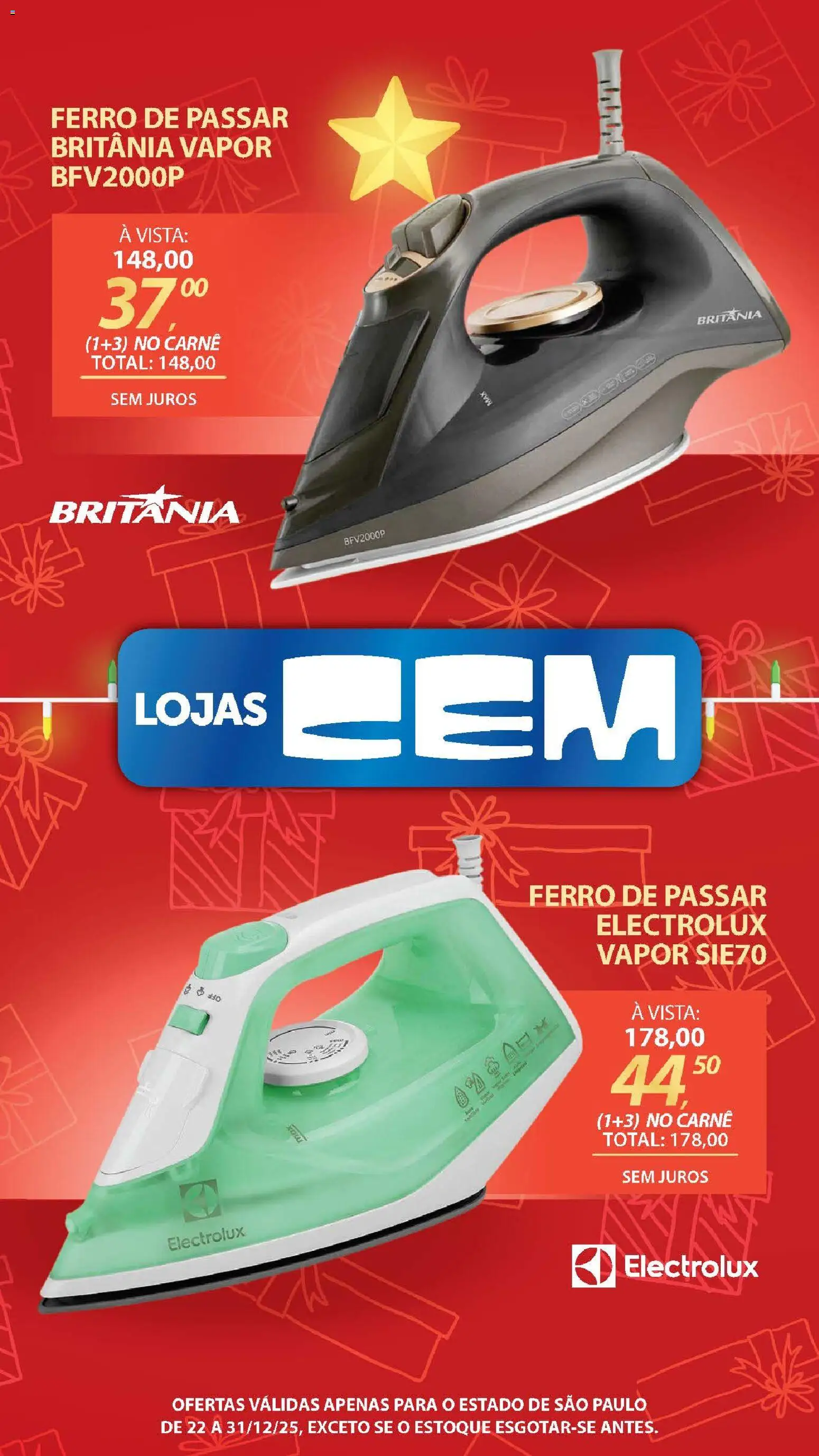 Lojas Cem Folheto - válido de 22.12.2025 | Página: 122 | Produtos: Ferro, Ferro de passar, Carne