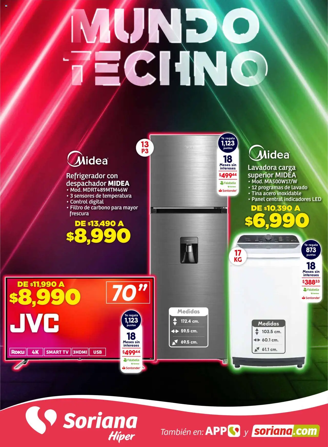 Nuevas ofertas de Soriana válidas en toda la República Mexicana desde el 28.08.2025. ¡Encuentra las mejores ofertas en Soriana - Mundo Techno Súper Nacional! | Página: 1 | Productos: Refrigerador, Lavadora, Té
