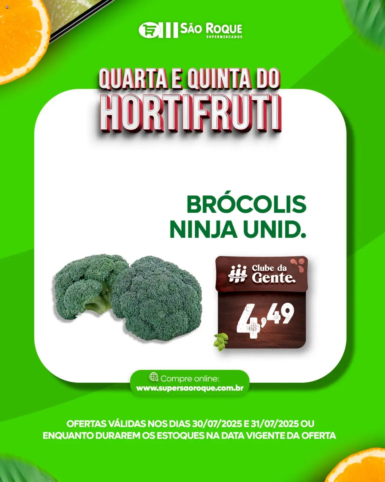 São Roque Supermercados Folheto - válido de 30.07.2025 | Página: 3 | Produtos: Brócolis