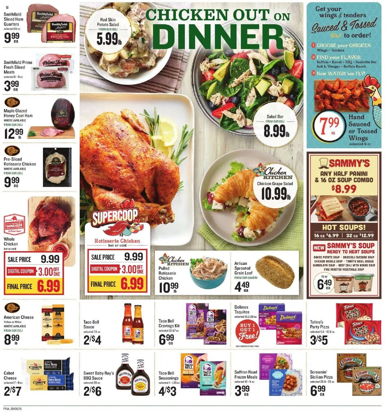 Lowes Foods Weekly Ad - valid from 06.08.2025 | Page: 8 | Products: Ham, Pizza, Coat, Salad