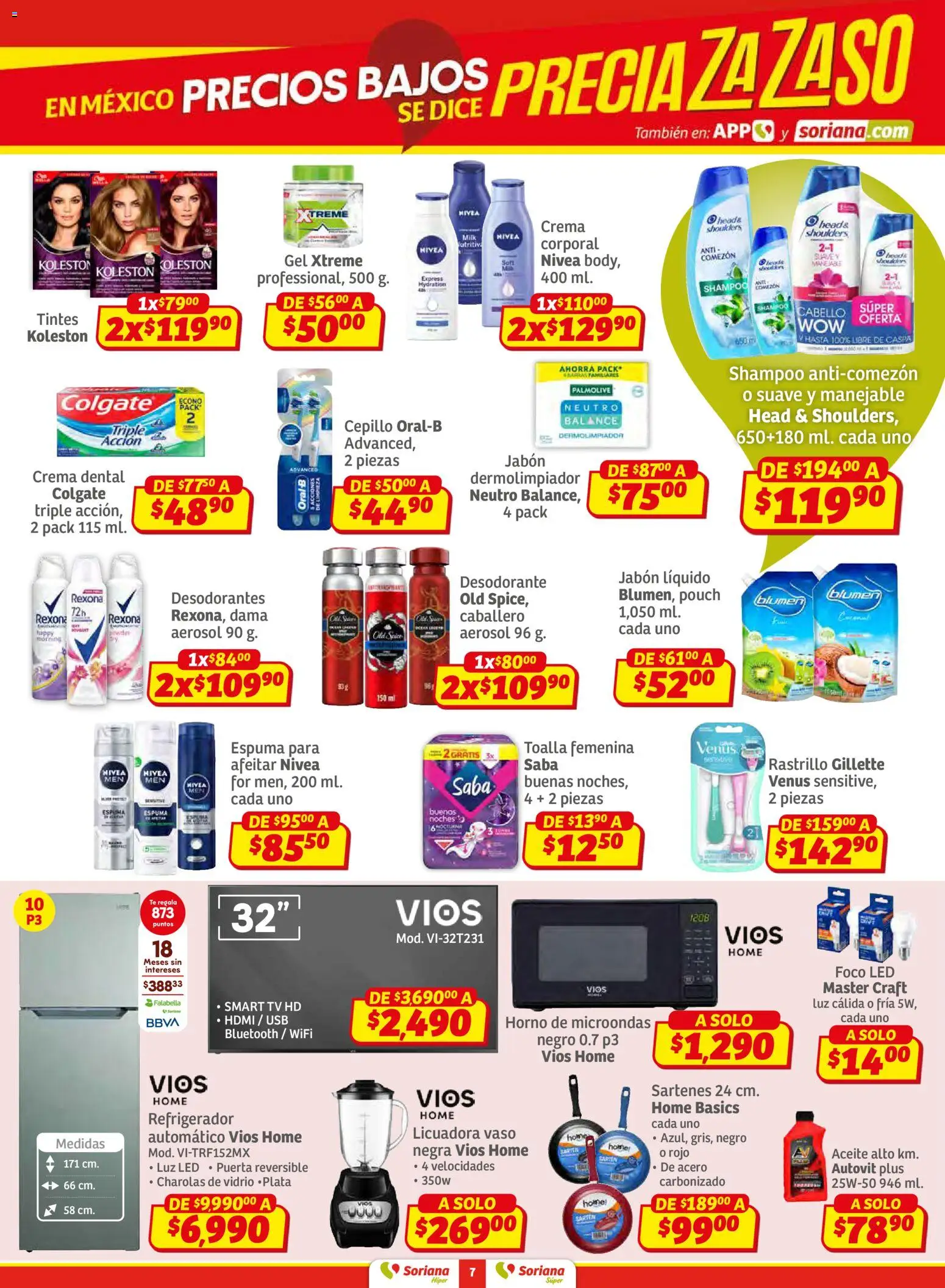 Nuevas ofertas de Soriana válidas en toda la República Mexicana desde el 12.02.2026. ¡Encuentra las mejores ofertas en Soriana - Preciazazaso Súper: Edo Mex, Gro, Hgo, Mor, Pue, Qto, Tlax, Ver! | Página: 7 | Productos: Jabón líquido, Horno, Aceite, Foco