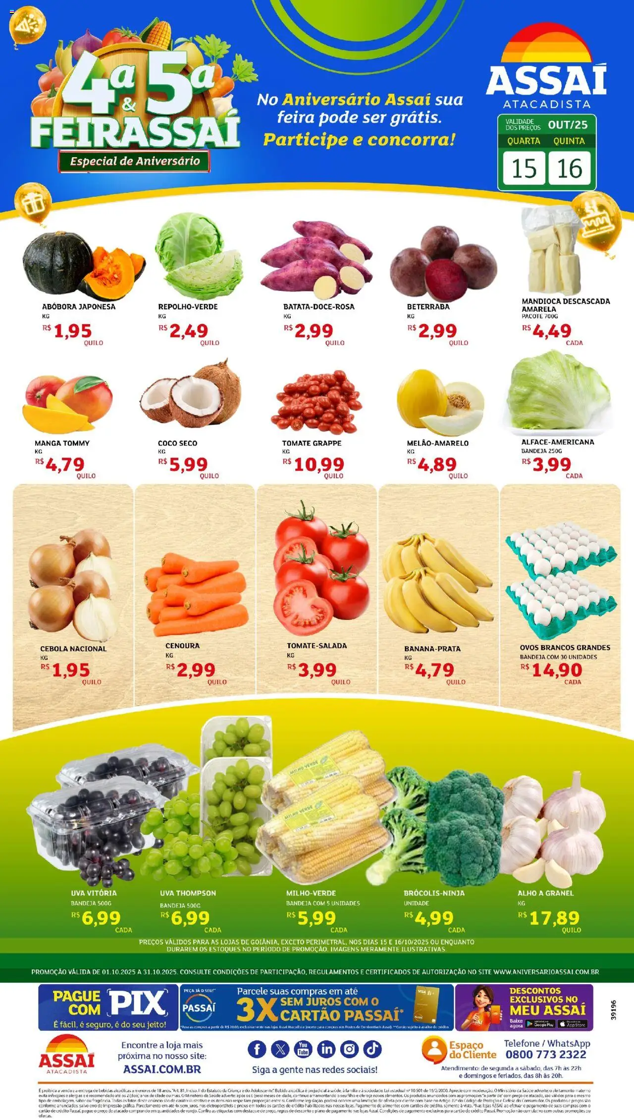 Assaí Atacadista Folheto - válido de 16.10.2025 | Página: 1 | Produtos: Coco, Milho verde, Bandeja, Telefone