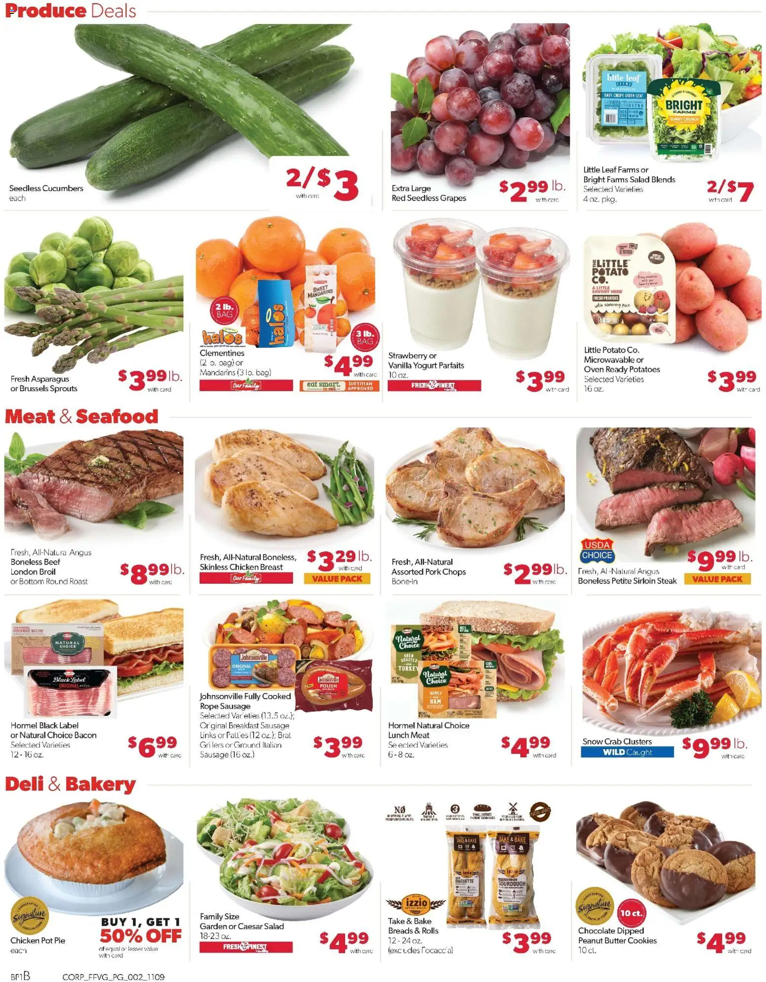 Family Fare Weekly Ad - valid from 09.11.2025 | Page: 2 | Products: Bakery, Asparagus, Brussels Sprouts, Pork
