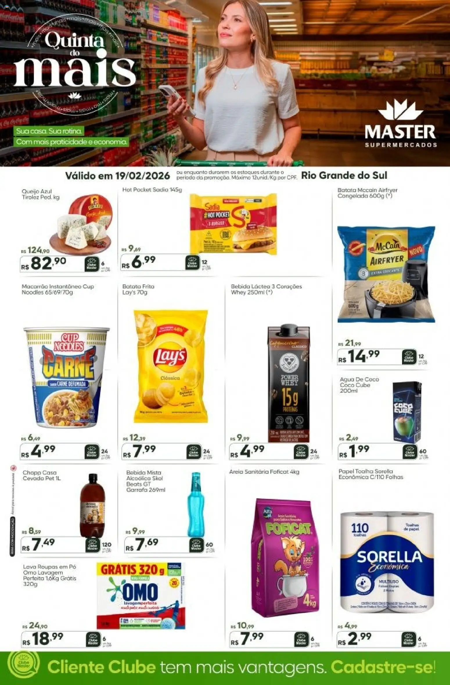 Master Folheto - válido de 19.02.2026 | Página: 1 | Produtos: Água de coco, Carne, Bebida, Batata frita