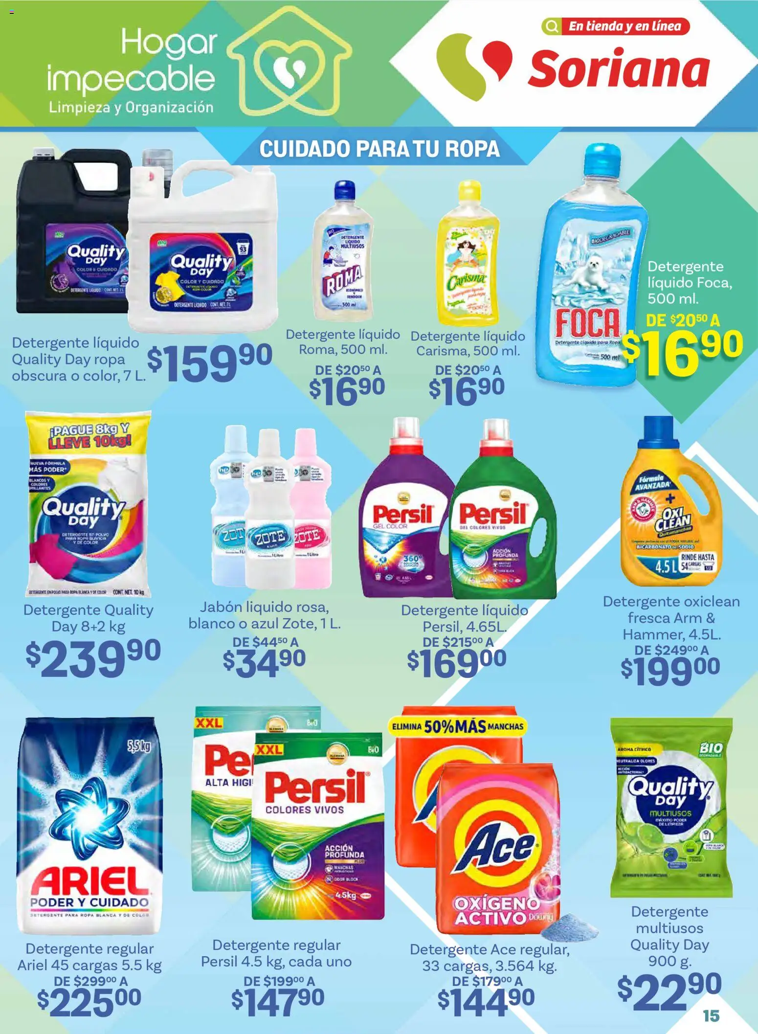Nuevas ofertas de Soriana válidas en toda la República Mexicana desde el 02.01.2026. ¡Encuentra las mejores ofertas en Soriana folleto! | Página: 15 | Productos: Detergente, Ropa, Polvo, Jabón