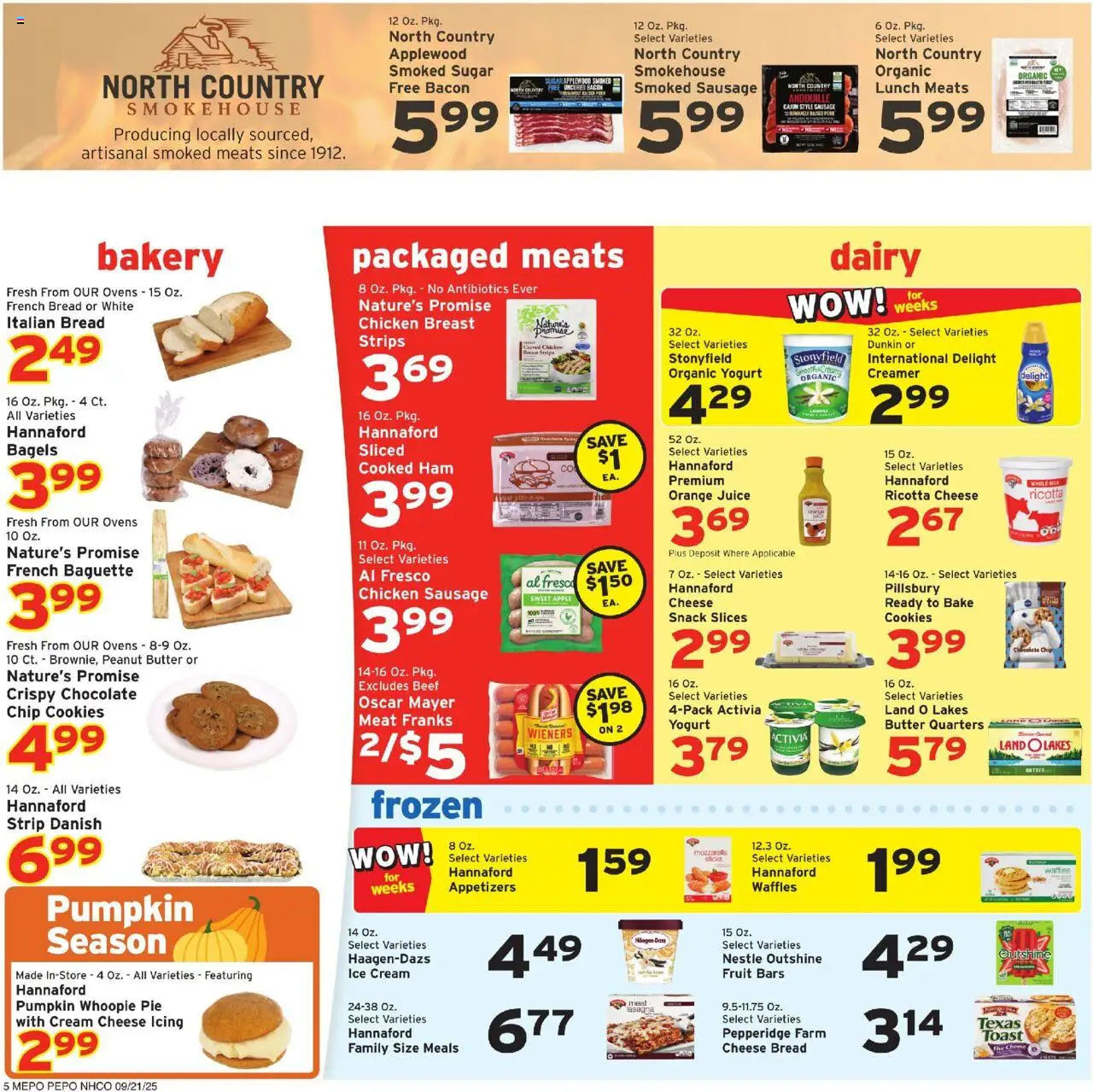 Hannaford Weekly Ad - valid from 21.09.2025 | Page: 5 | Products: Cheese, Ham, Ice cream, Sausage