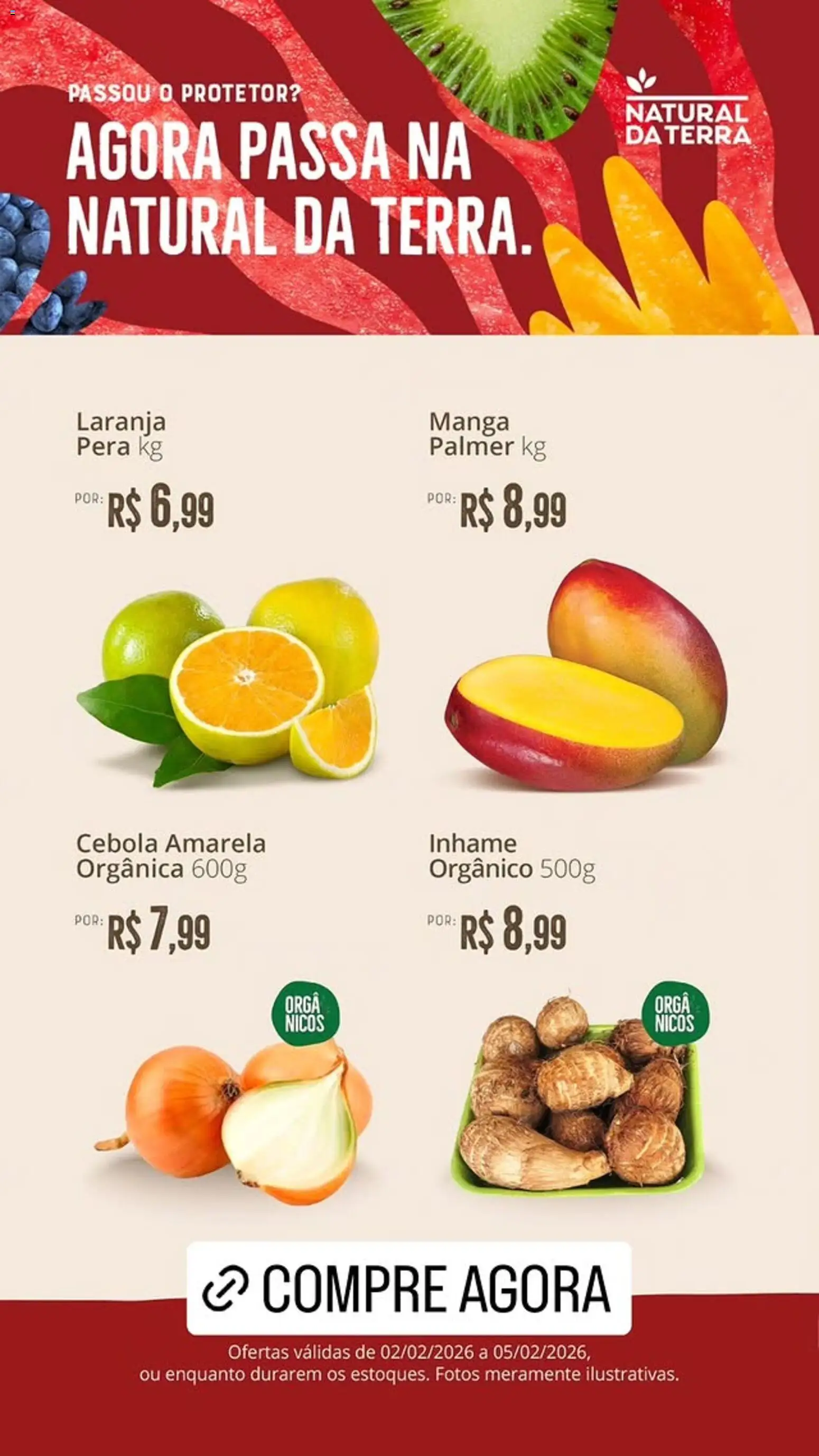 Natural da Terra Folheto - válido de 02.02.2026 | Página: 1 | Produtos: Pera, Cebola, Inhame