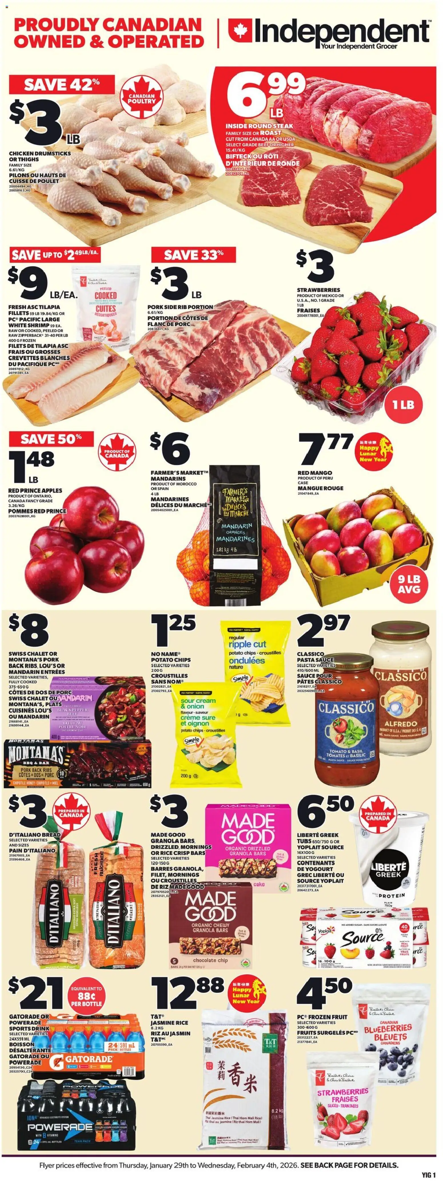 Independent Grocer flyer valid from 29.01.2026 | Page: 3 | Products: Beef, Cream, Bread, Oranges