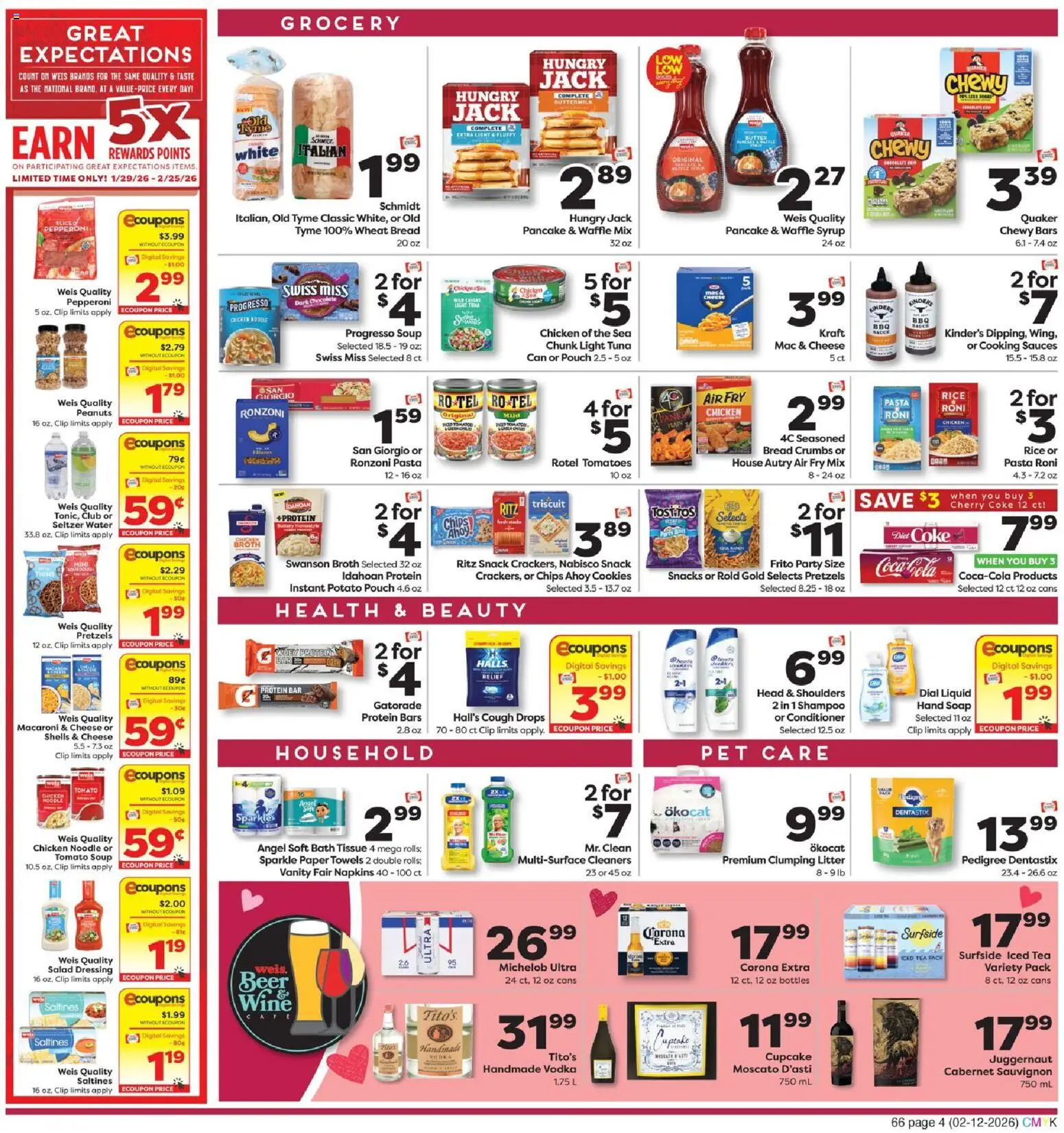 Weis Weekly Circular - NJ - valid from 12.02.2026 | Page: 4 | Products: Chocolate, Beer, Rice, Water