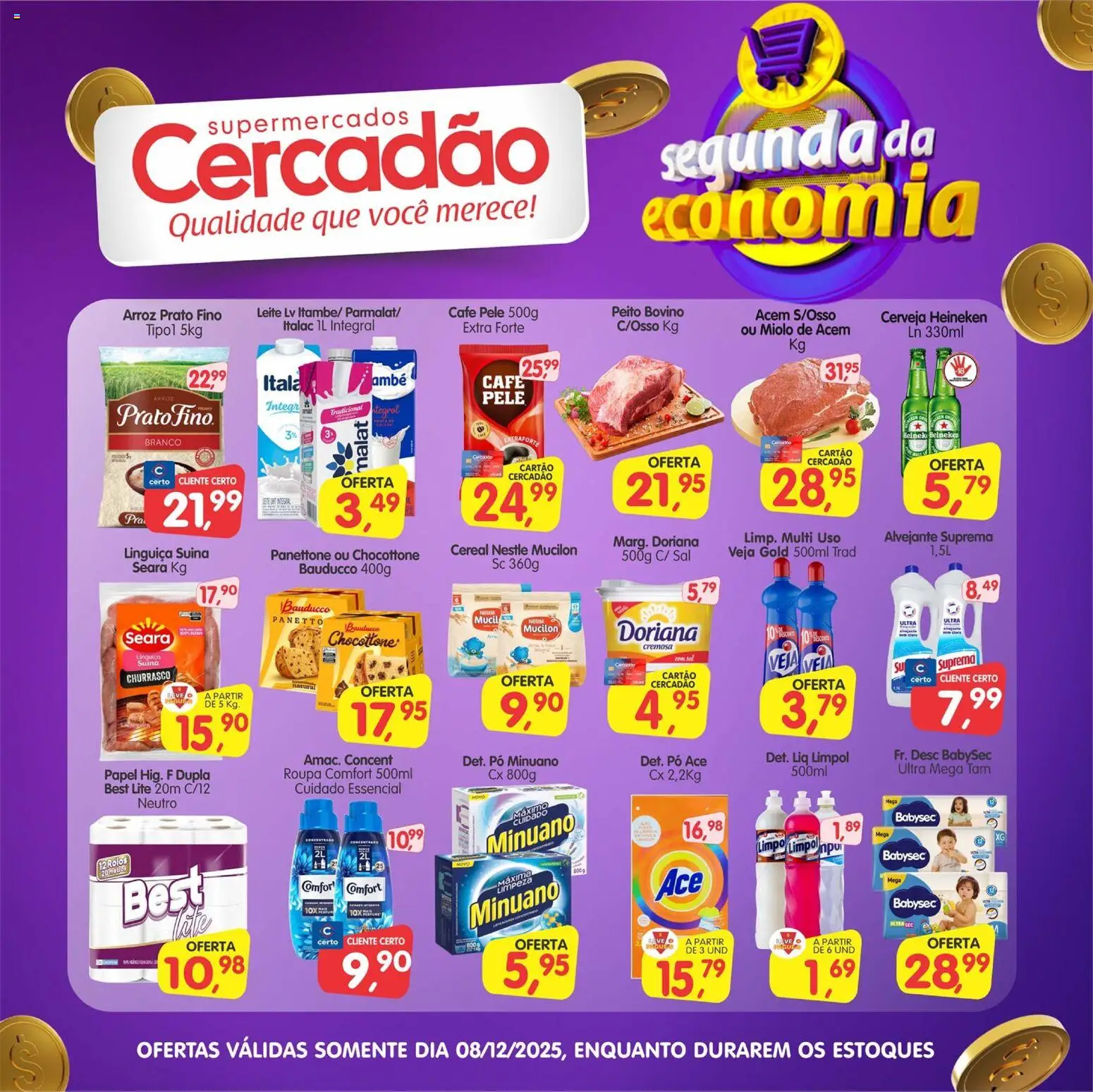 Cercadão Folheto - válido de 08.12.2025 | Página: 1 | Produtos: Pó, Linguiça, Café, Cerveja Heineken