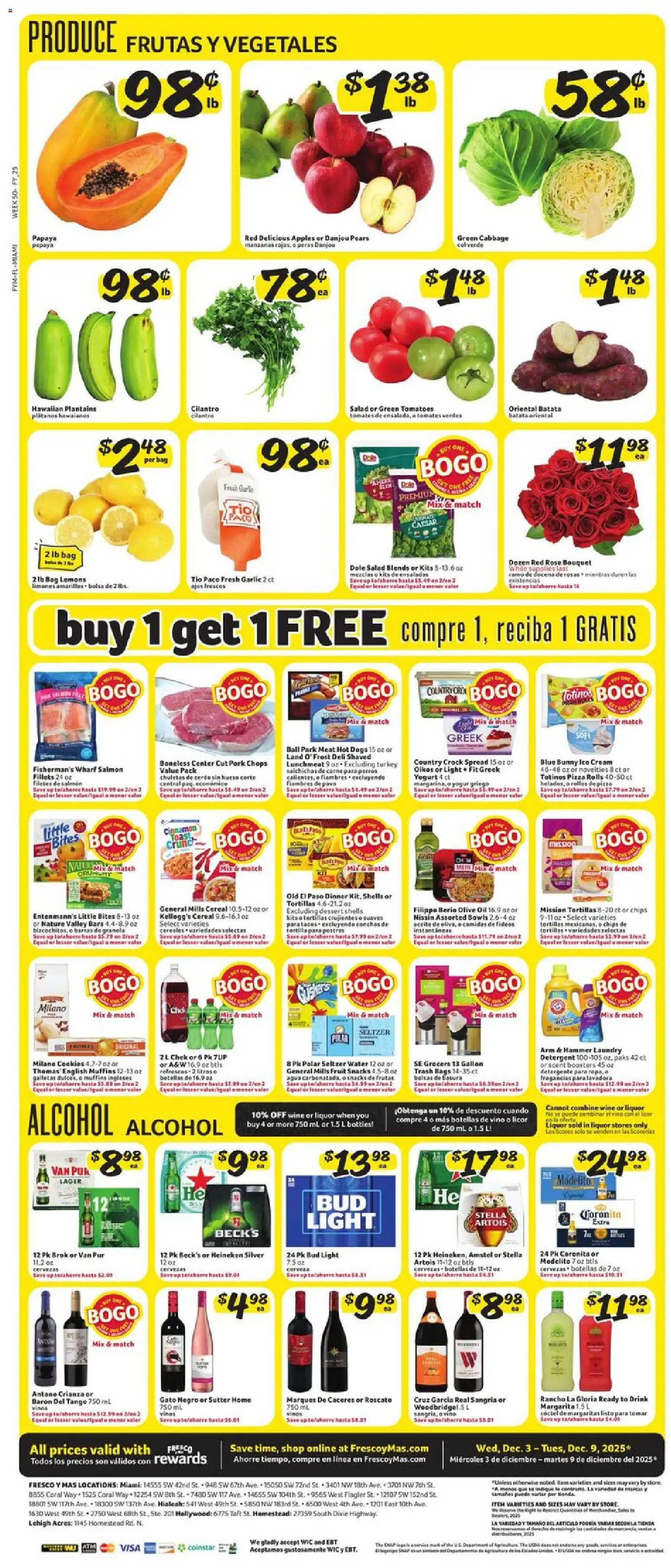 Fresco y Más Weekly Ad - valid from 03.12.2025 | Page: 5 | Products: Pork, Apples, Cookies, Hot Dogs