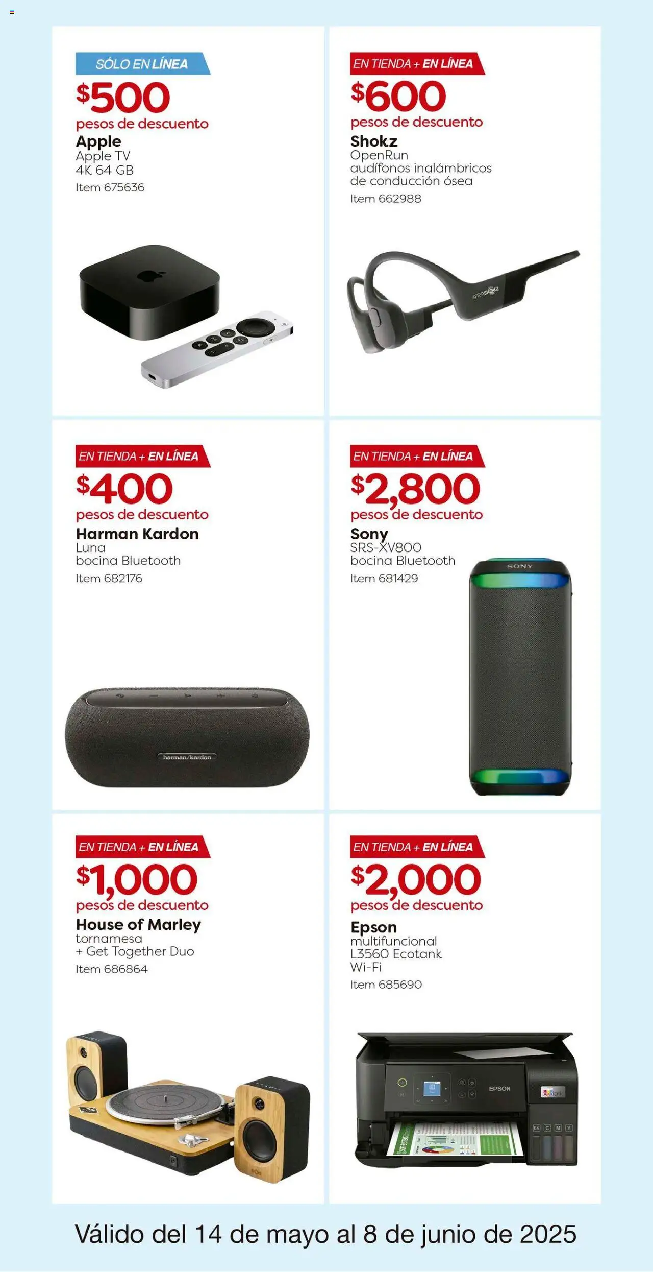 Nuevas ofertas de Costco válidas en toda la República Mexicana desde el 14.05.2025. ¡Encuentra las mejores ofertas en Costco catálogo! | Página: 6 | Productos: Audífonos, Bocina