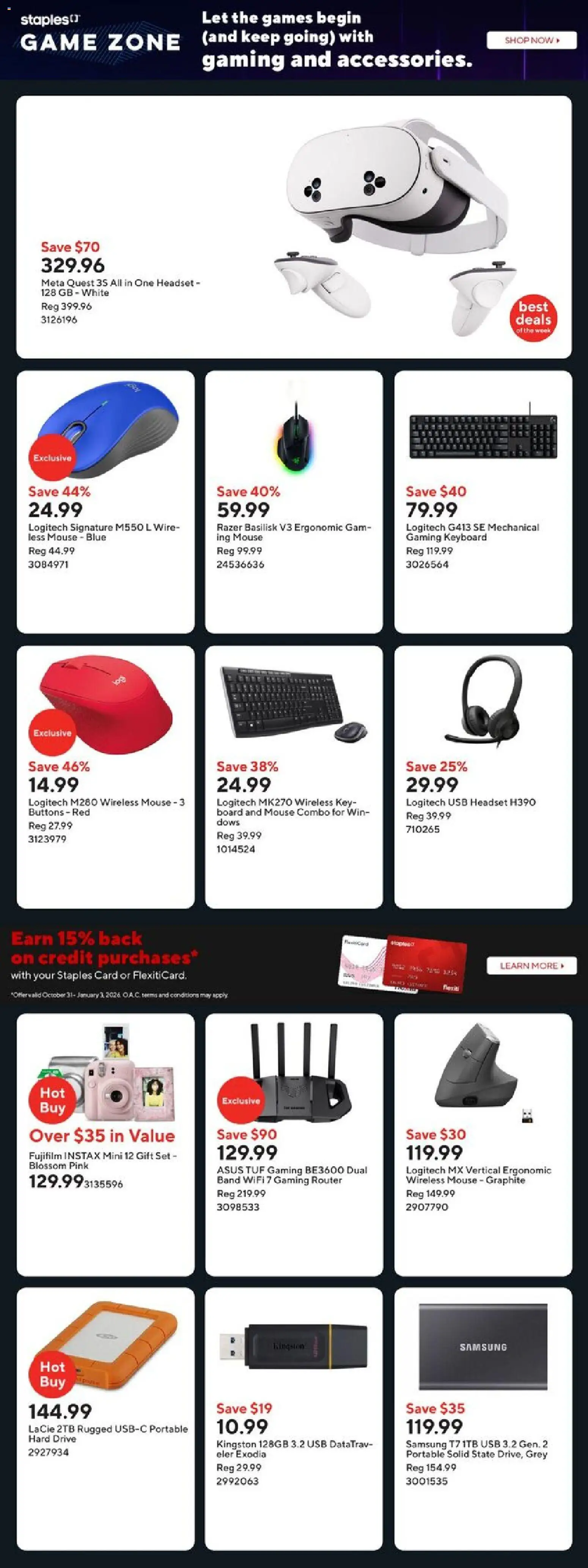Staples flyer valid from 28.11.2025 | Page: 8 | Products: Mouse, Keyboard, Game