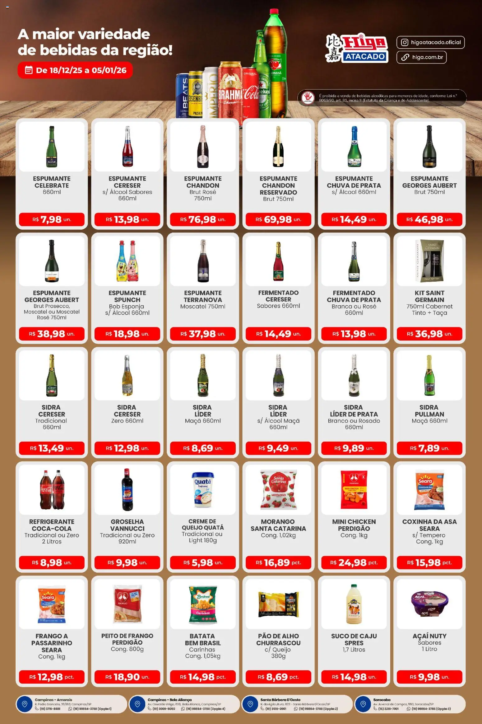 Higa Atacado Folheto - válido de 18.12.2025 | Página: 3 | Produtos: Alho, Espumante, Cola, Suco