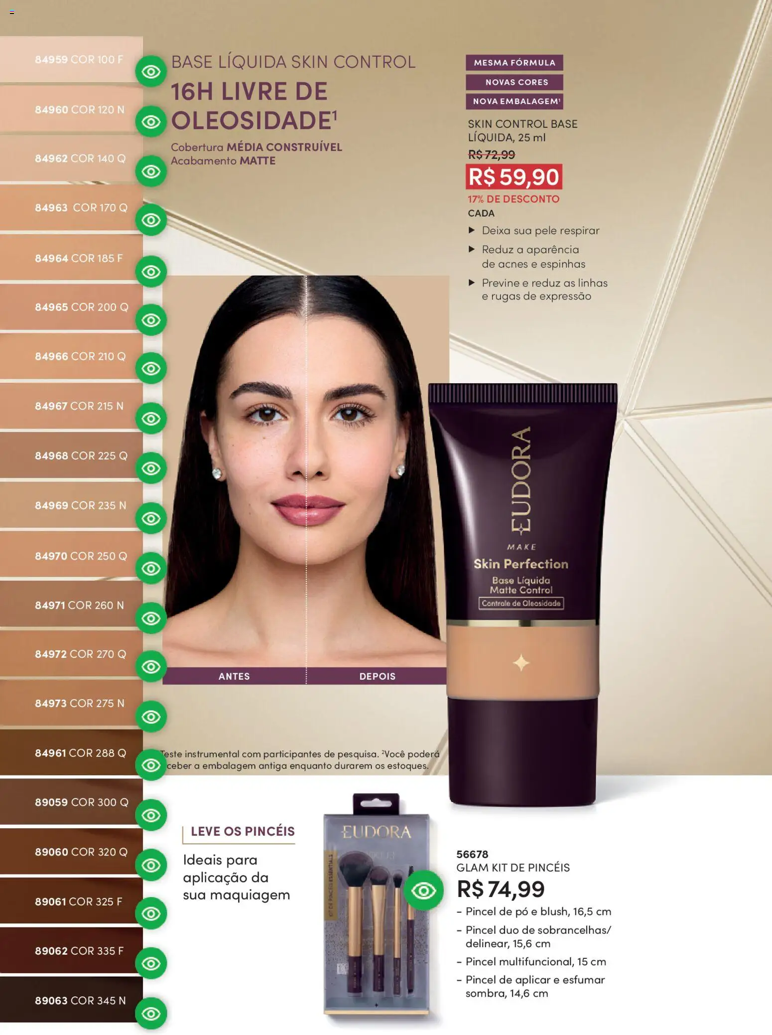 Eudora Folheto - válido de 19.02.2026 | Página: 44 | Produtos: Maquiagem, Pó, Pincel, Base