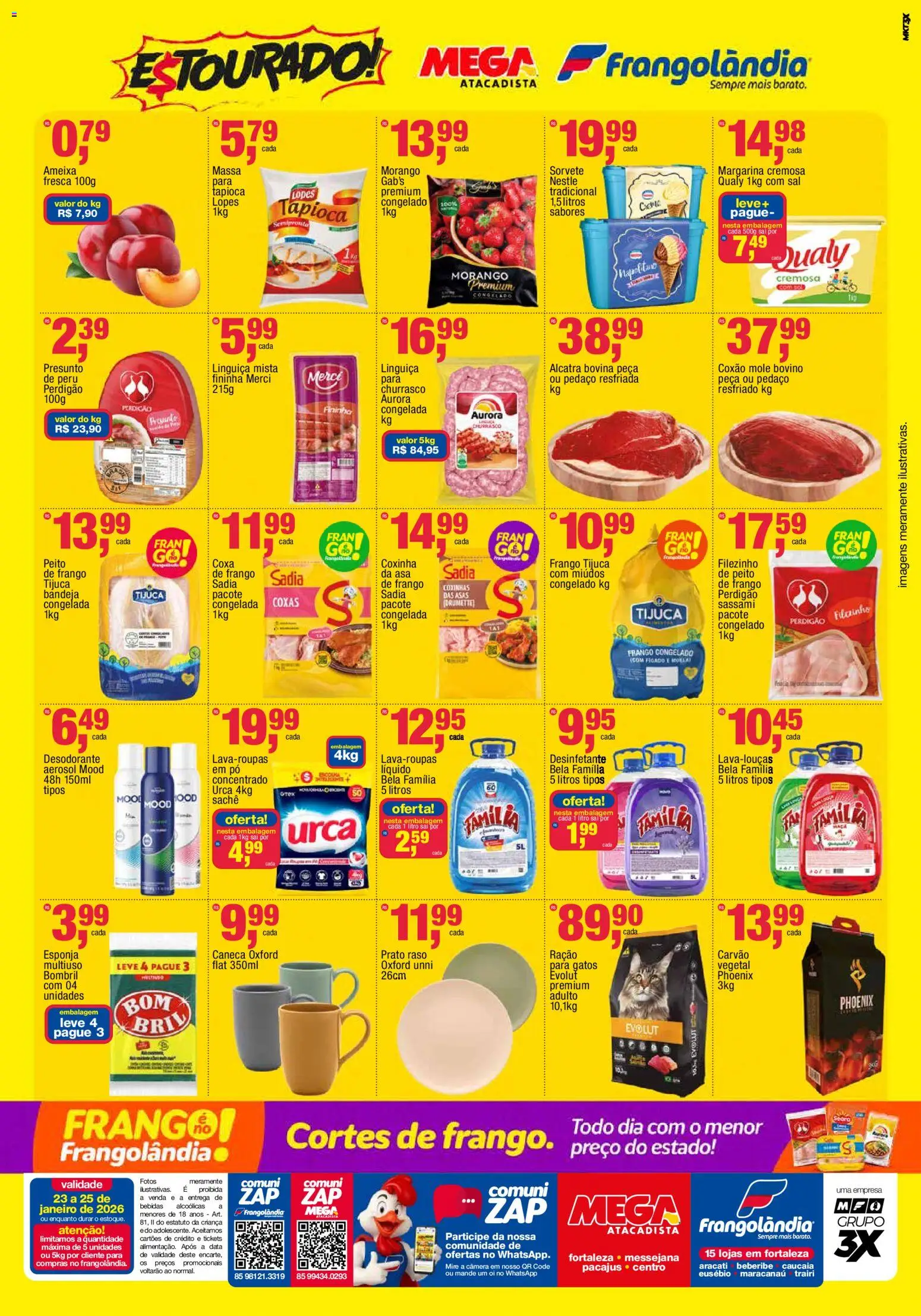 Frangolândia Folheto - válido de 23.01.2026 | Página: 2 | Produtos: Linguiça, Caneca, Massa, Câmera