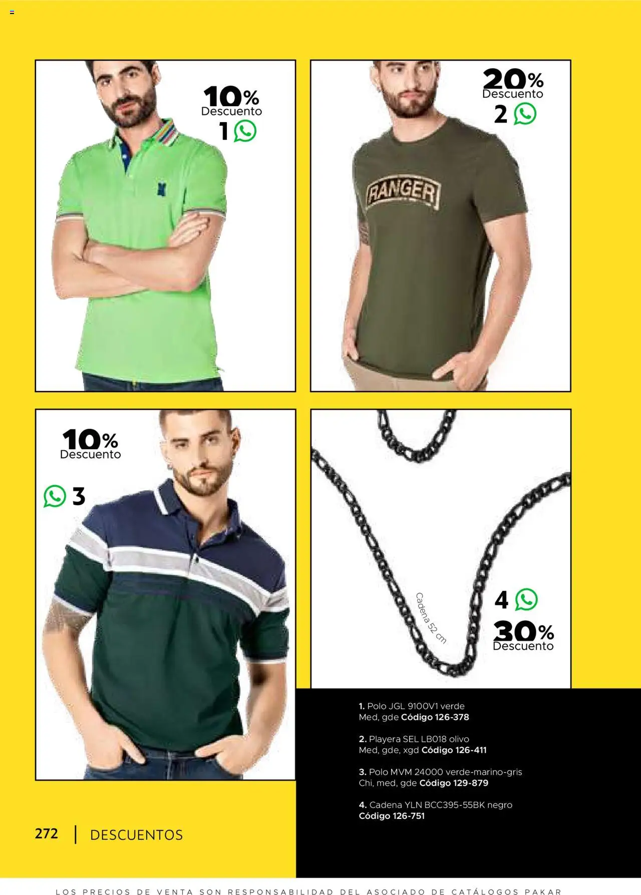 Nuevas ofertas de SC Pakar válidas en toda la República Mexicana desde el 24.07.2025. ¡Encuentra las mejores ofertas en SC Pakar Catálogo Ropa y Accesorios! | Página: 272 | Productos: Playera, Cadena