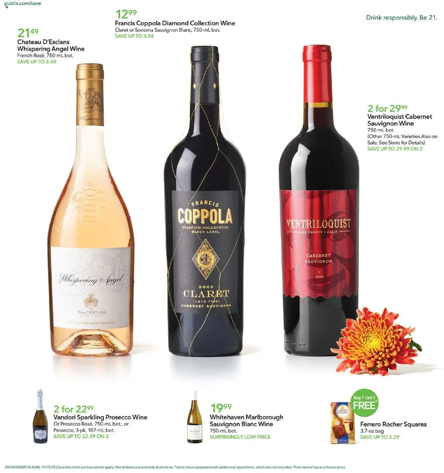 Publix Weekly Ad - valid from 12.11.2025 | Page: 21 | Products: Wine, Bag