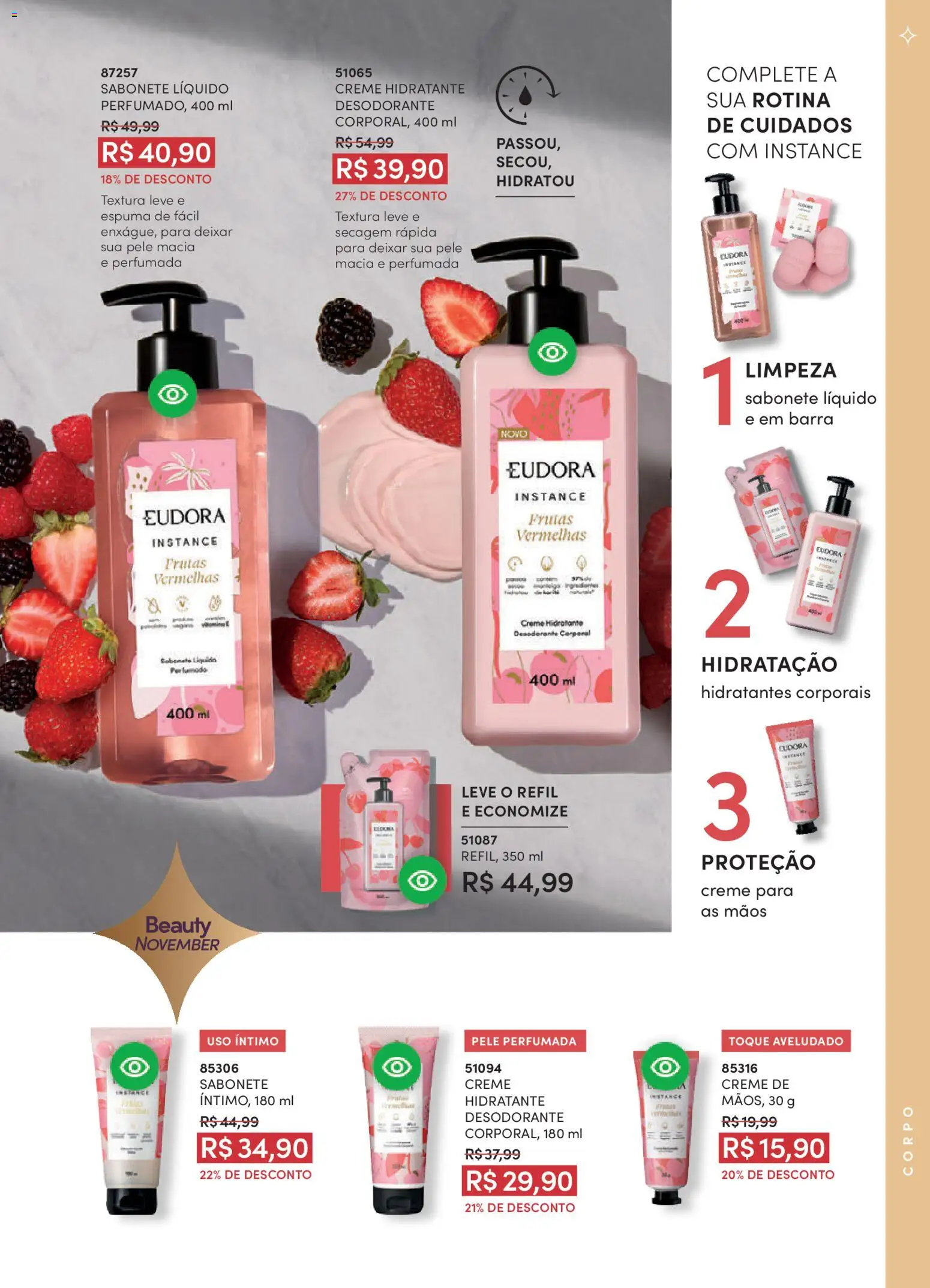 Eudora Folheto - válido de 29.10.2025 | Página: 100 | Produtos: Desodorante, Creme, Sabonete, Sabonete líquido