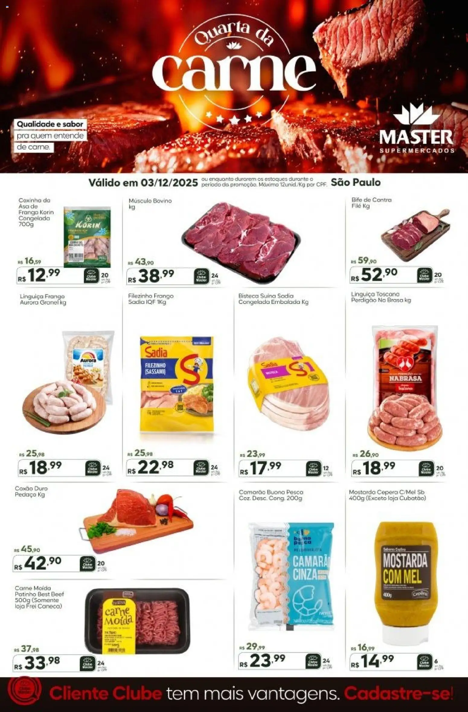 Master Folheto - válido de 03.12.2025 | Página: 1 | Produtos: Linguiça, Caneca, Mel, Carne moída
