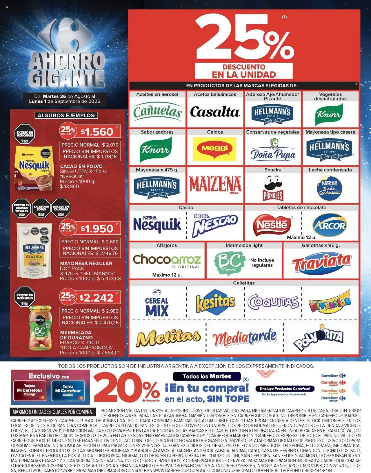 Carrefour ofertas │ válido desde el 26.08.2025 | Página: 6 | Productos: Cuchillo, Durazno, Polvo, Mermelada