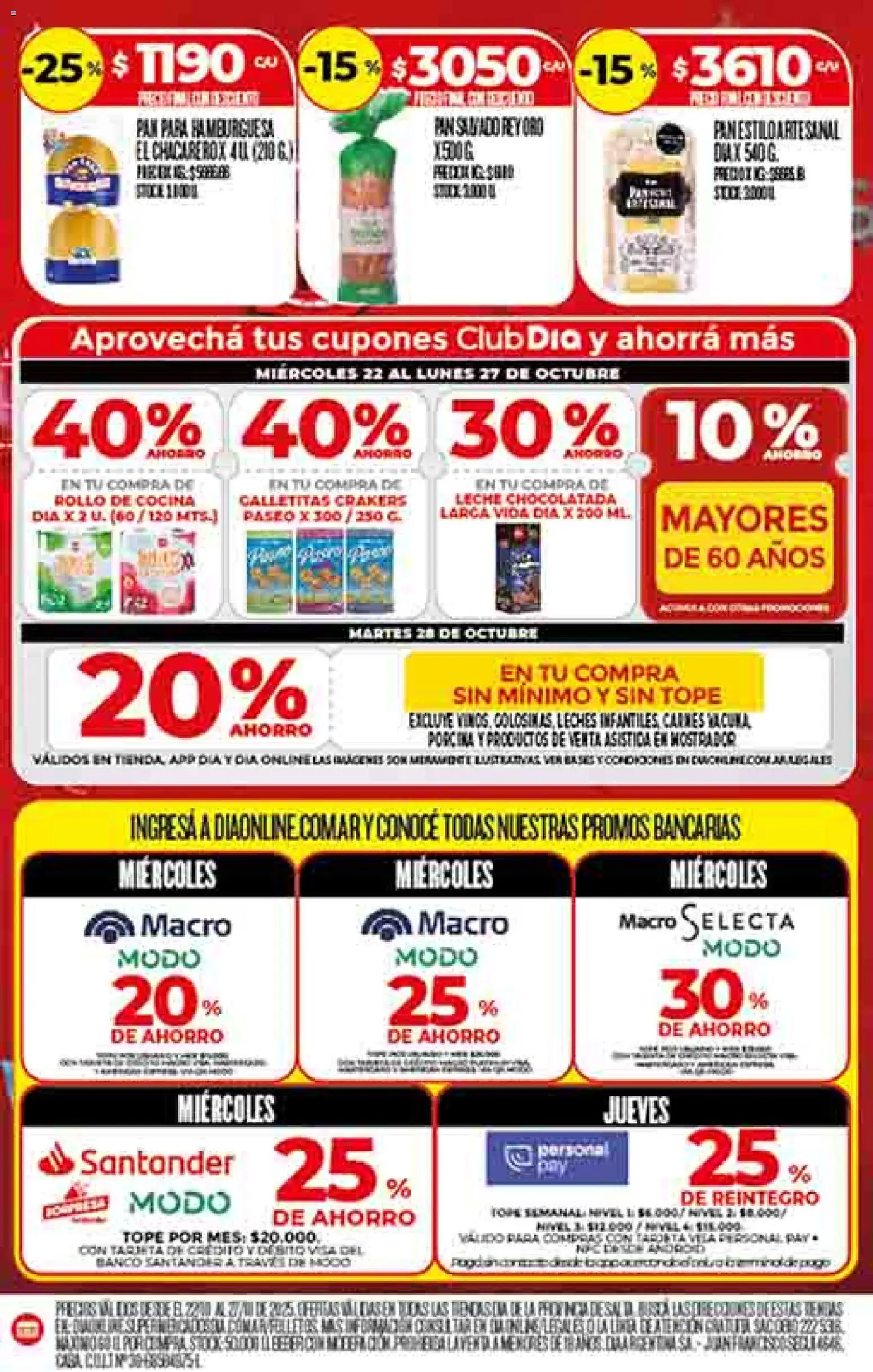 Dia - Ofertas - Salta y Jujuy │ válido desde el 22.10.2025 | Página: 4 | Productos: Galletitas, Leche, Pan, Chocolatada