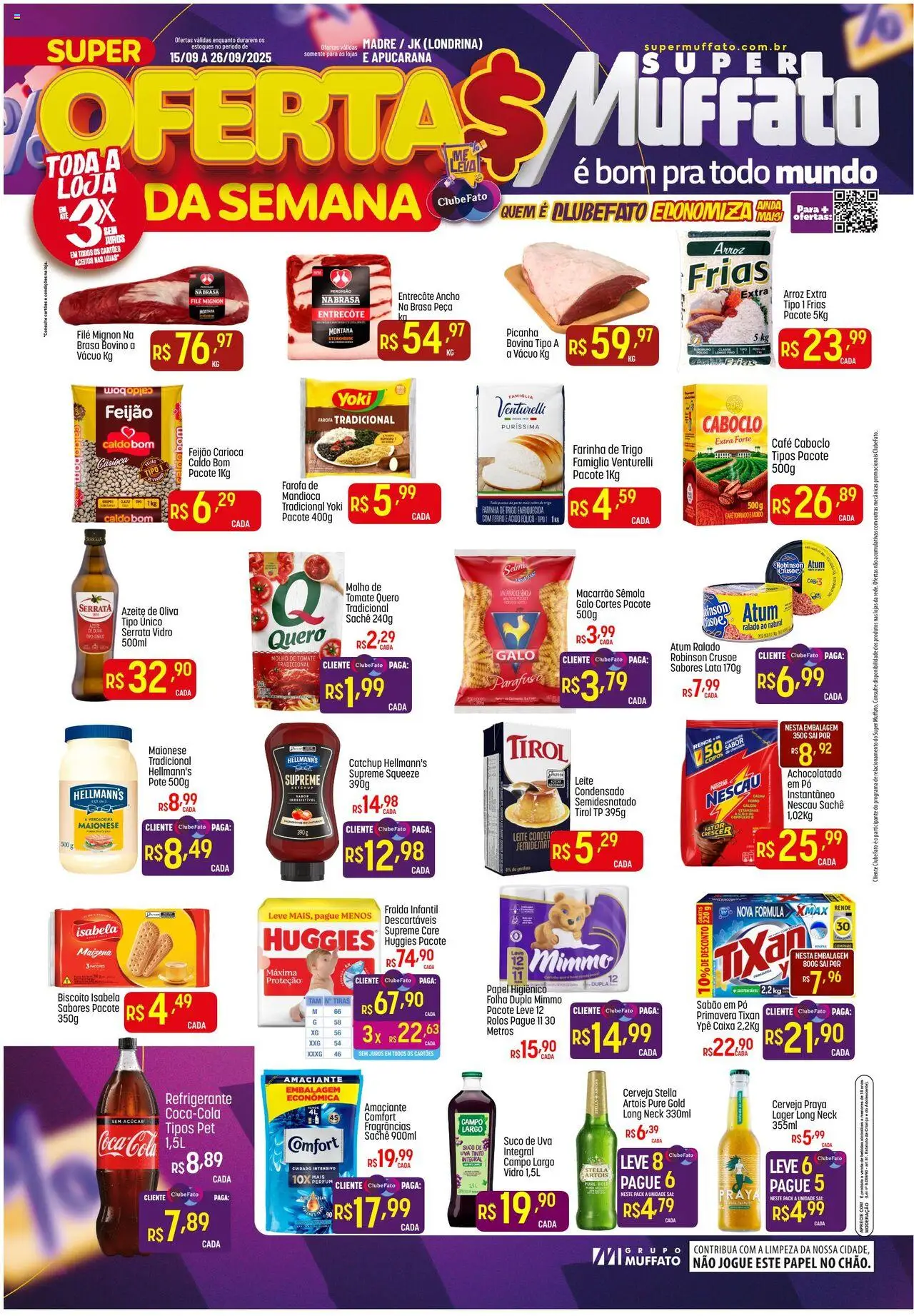 Super Muffato Folheto - válido de 15.09.2025 | Página: 1 | Produtos: Biscoito, Filé mignon, Suco, Macarrão
