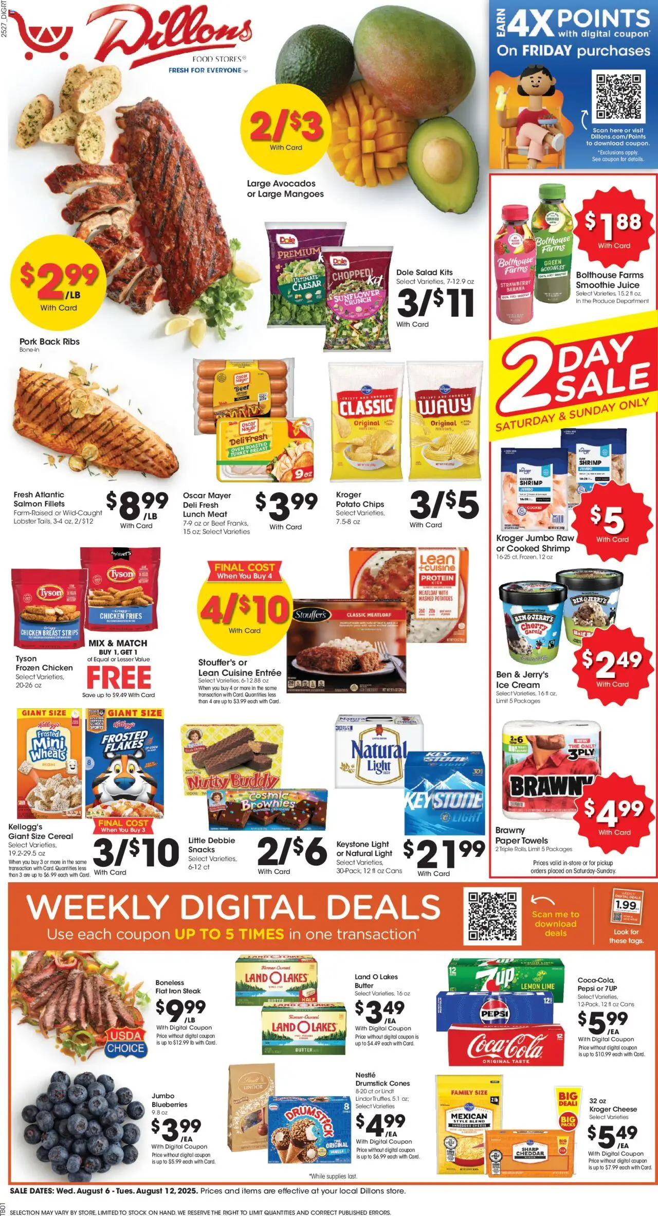 Dillons Weekly Ad - valid from 06.08.2025 | Page: 1 | Products: Juice, Chips, Cream, Flakes