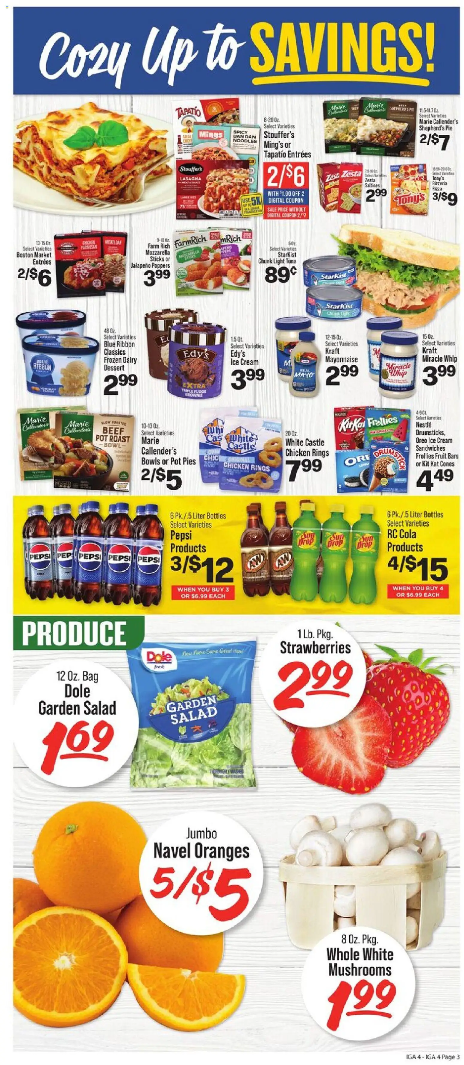 IGA Weekly Ad - valid from 21.01.2026 | Page: 3 | Products: Pizza, Beef, Salad, Mayonnaise