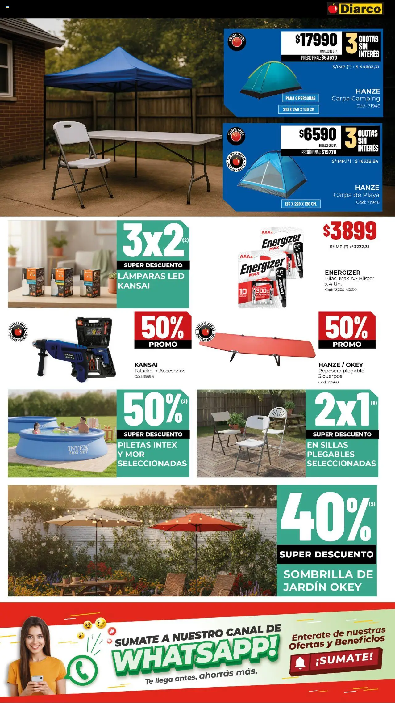 Diarco - Ofertas Hogar, Bazar Y Electro │ válido desde el 13.10.2025 | Página: 4 | Productos: Carpa, Pilas, Taladro, Sombrilla