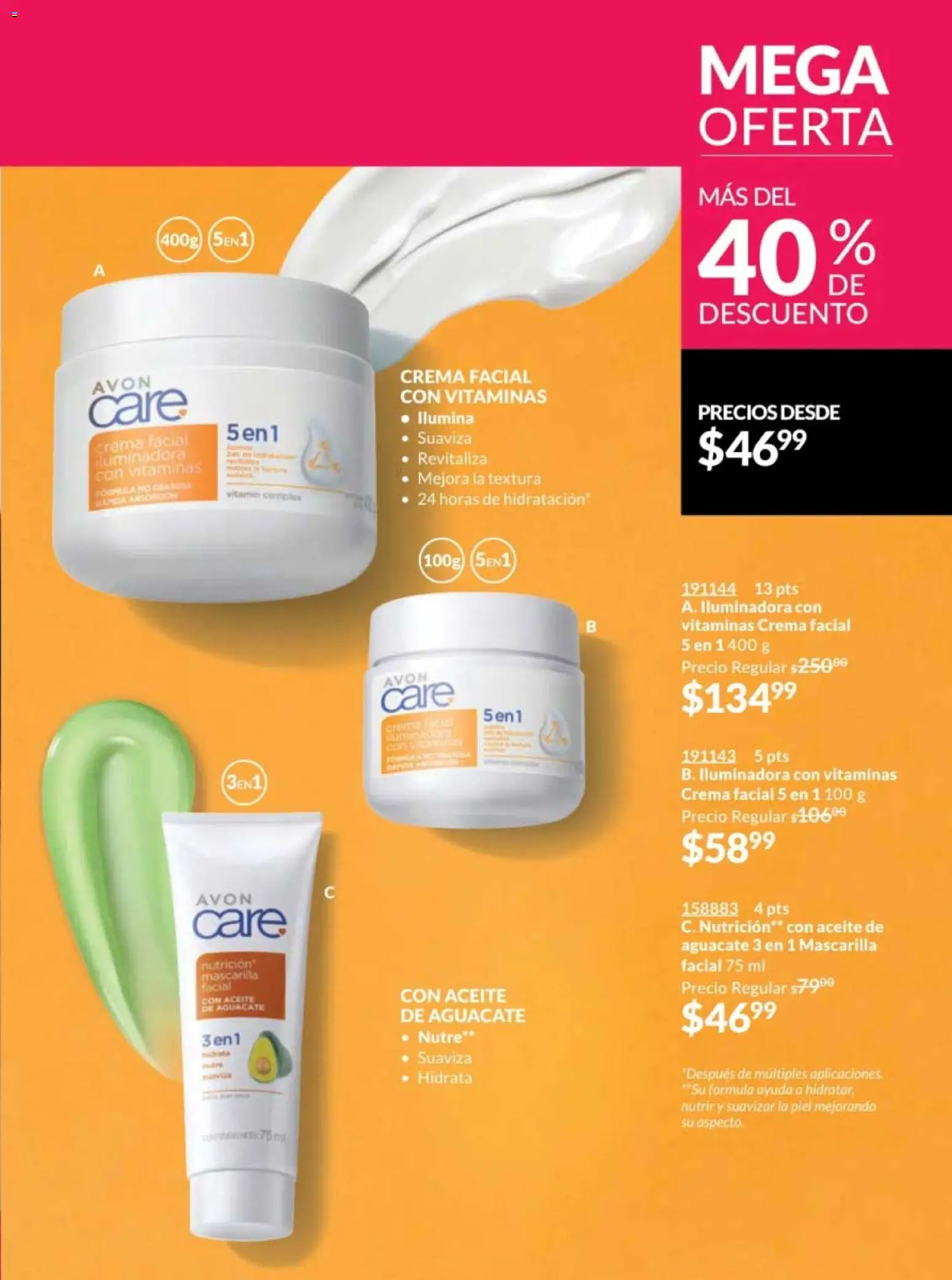 Nuevas ofertas de AVON válidas en toda la República Mexicana desde el 28.11.2025. ¡Encuentra las mejores ofertas en AVON campaña 18 2025! | Página: 155 | Productos: Aceite, Aguacate, Vitaminas, Mascarilla